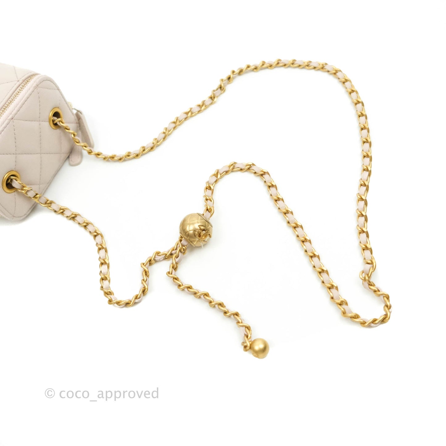 Chanel Classic Mini Pearl Crush Vanity With Chain Lilac Pink Lambskin Aged Gold Hardware