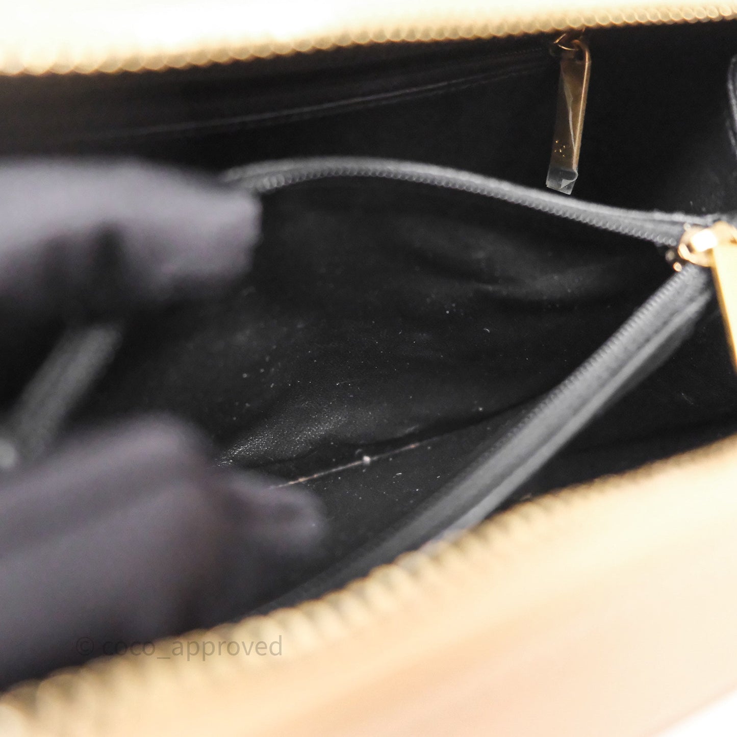 Chanel Quilted Medium CC Filigree Vanity Case Beige Black Caviar Aged Gold Hardware