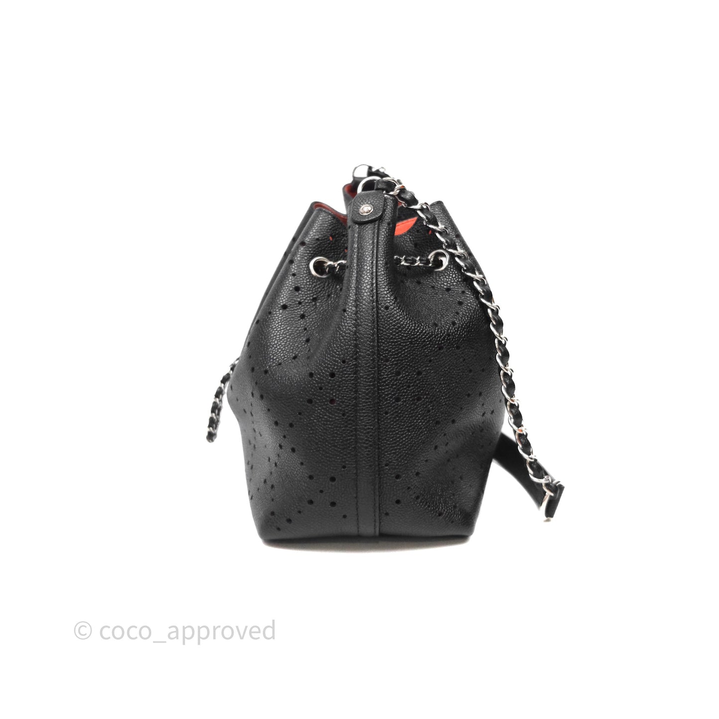 Chanel CC Drawstring Bucket Bag Black Caviar
