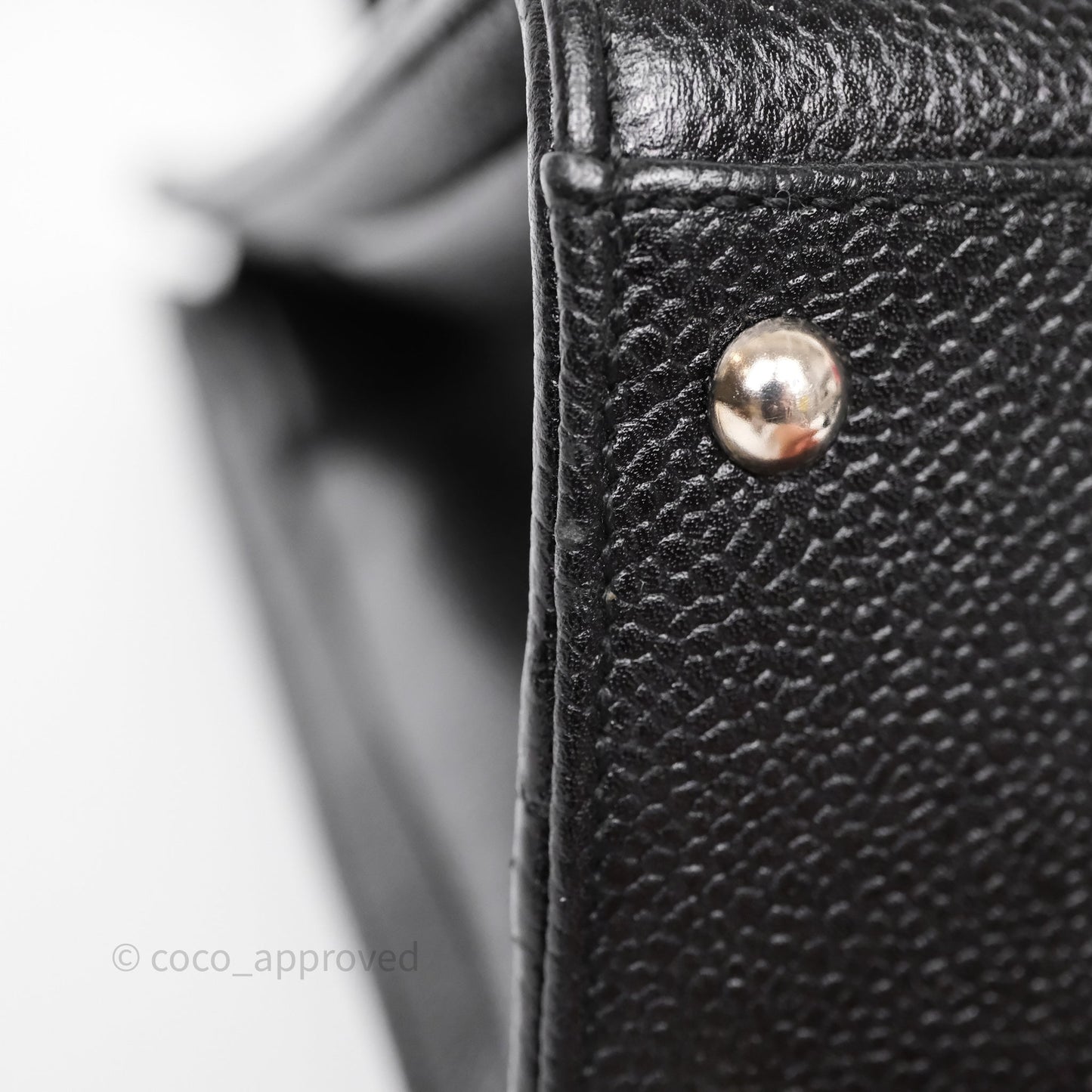 Chanel Vintage Tote Bag Black Caviar Silver Hardware