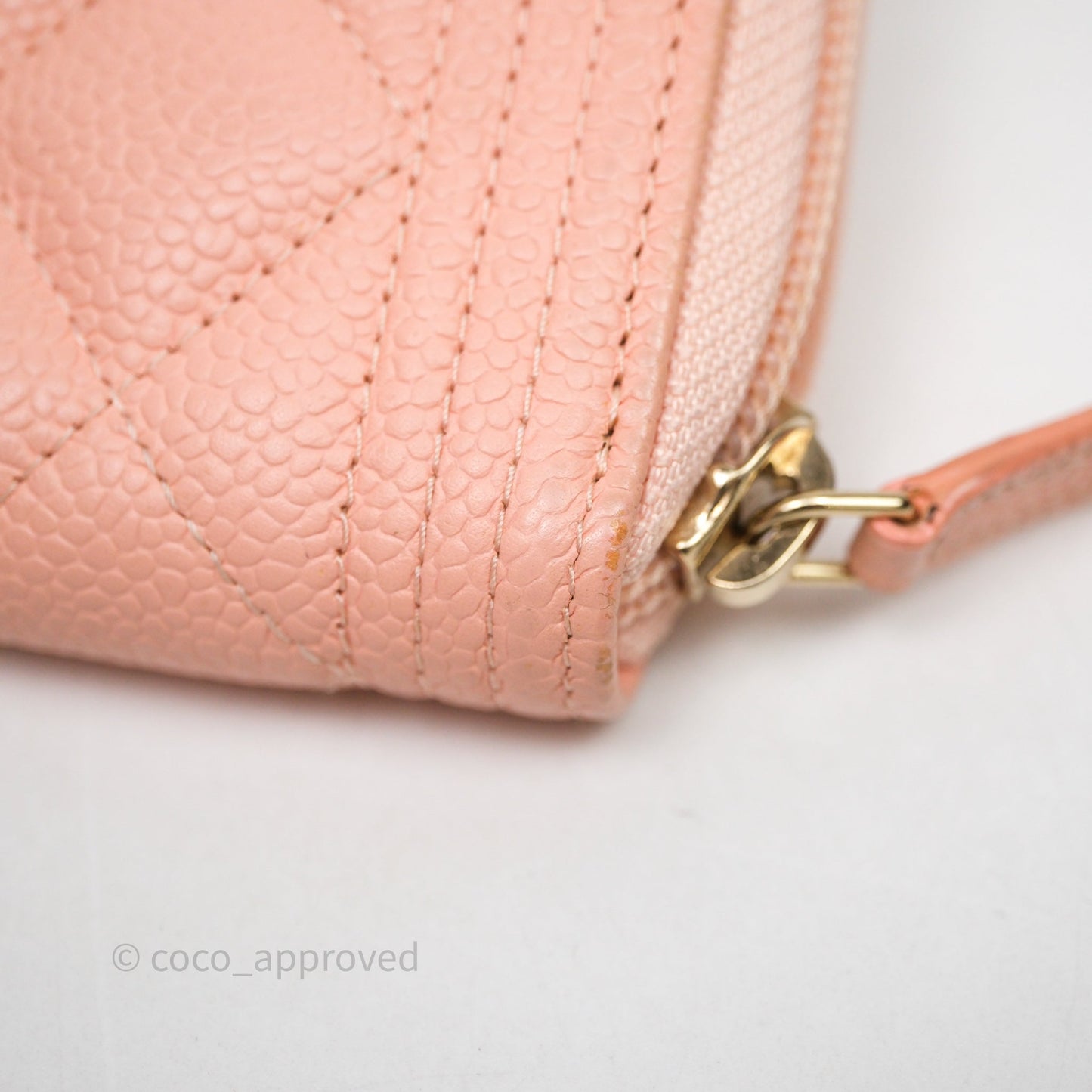 Chanel Boy Zip Long Wallet Pink Caviar Gold Hardware