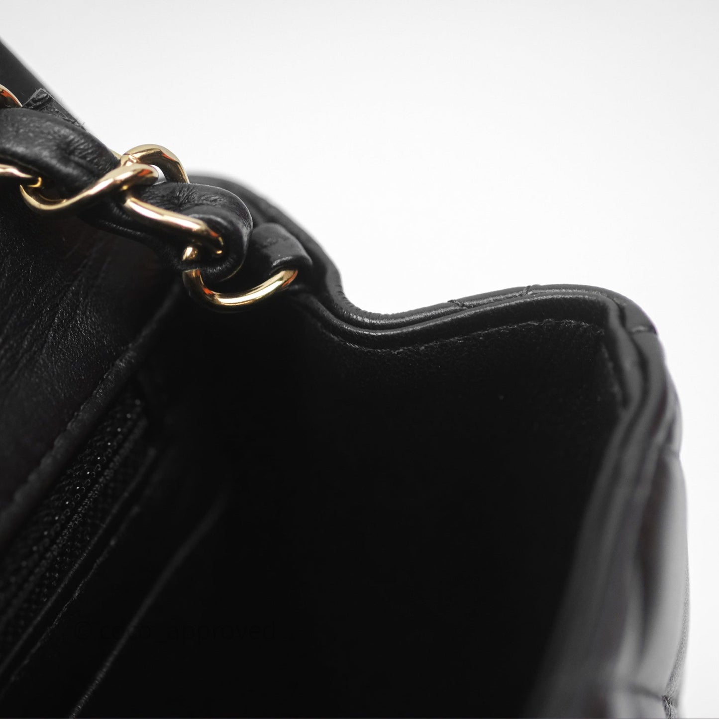 Chanel Mini Square Flap Quilted Black Lambskin Gold Hardware