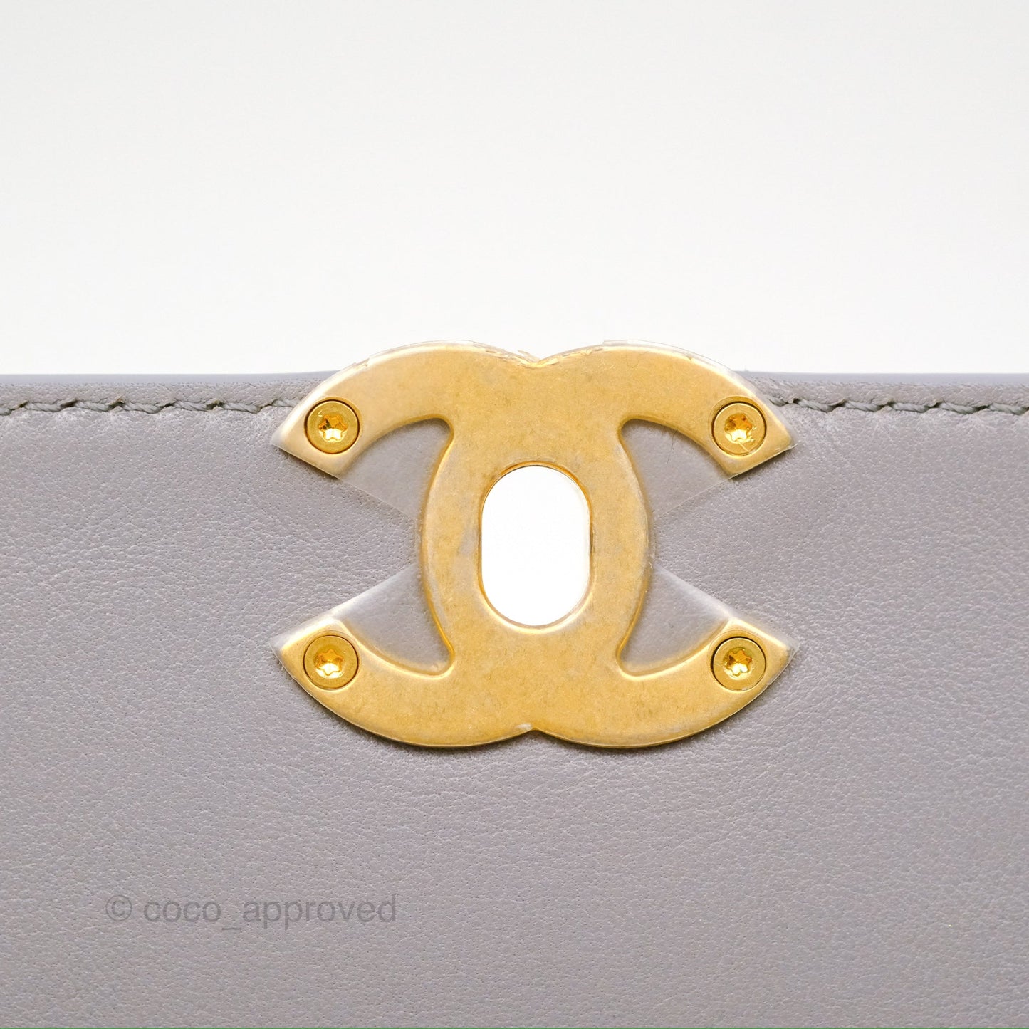 Chanel Small Quilted Coco Luxe Flap Bag Grey Calfskin Aged Gold Hardware