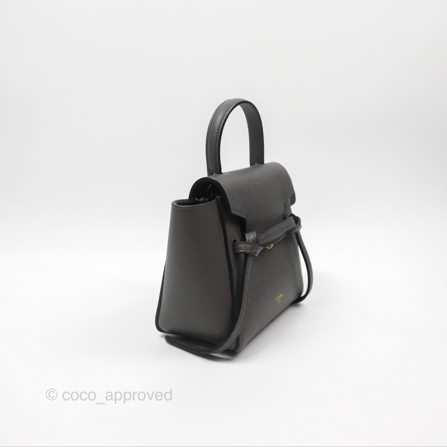 Celine Pico Belt Bag Grey Grained Calfskin Gold Hardware