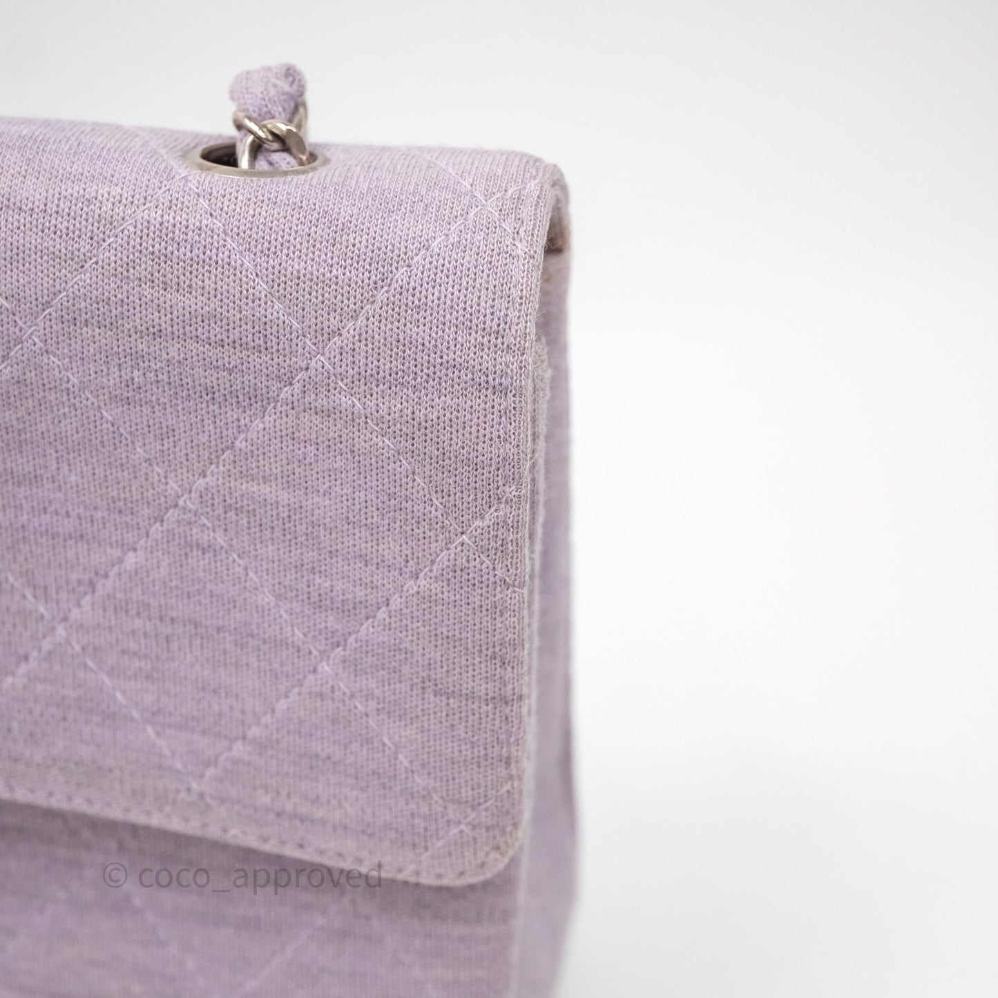 Chanel Medium Single Jersey Flap Bag Purple Silver Hardware