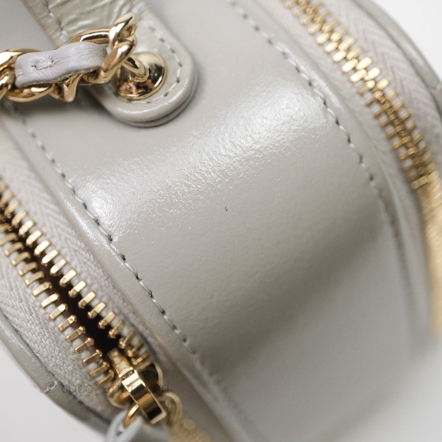 Chanel Mini Top Handle Camera Case Grey Shiny Calfskin Gold Hardware 22B