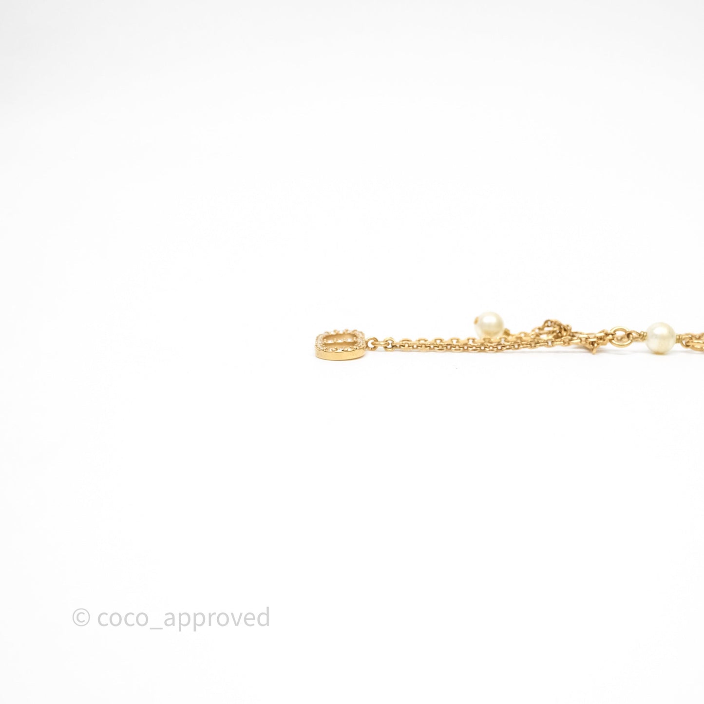Christian Dior Petit CD Pearl Star Necklace Gold Tone