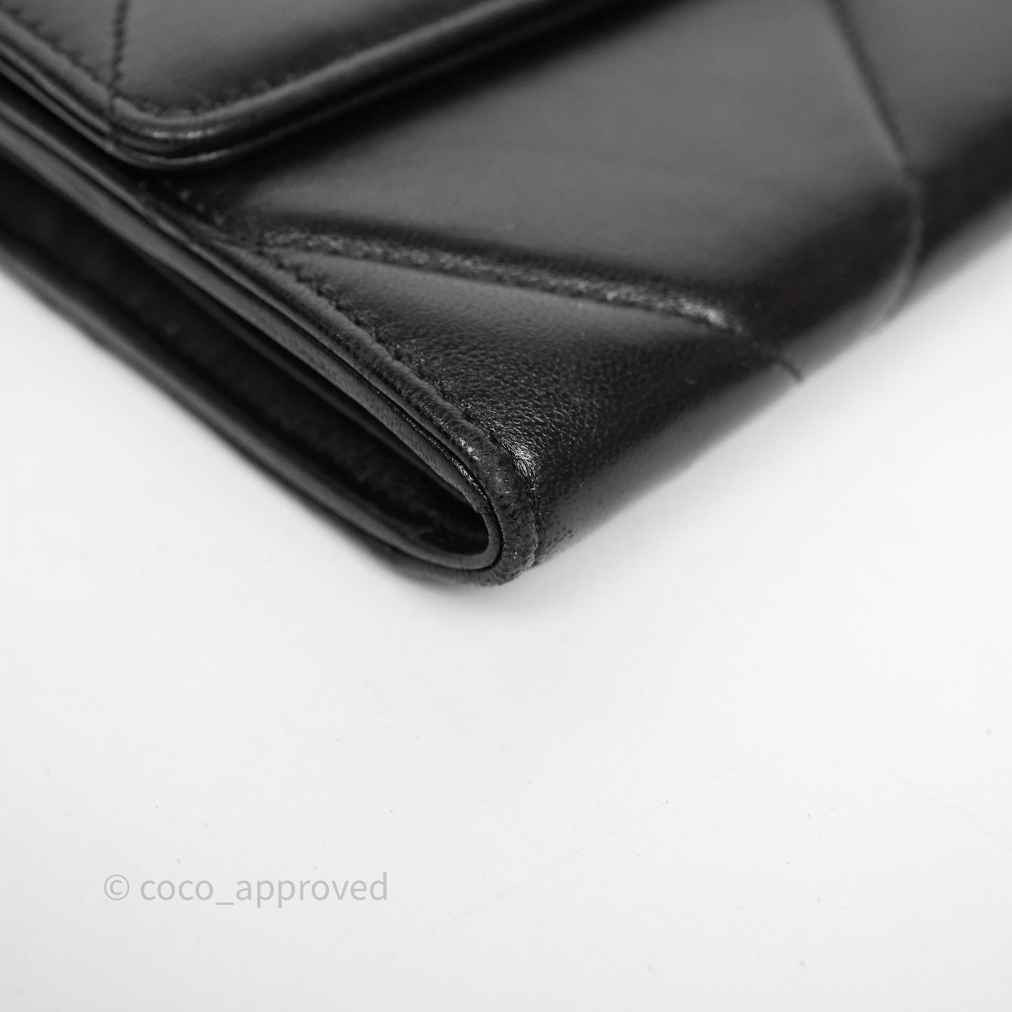 Chanel Quilted 19 Flap Long Wallet Black Lambskin Aged Gold Hardware