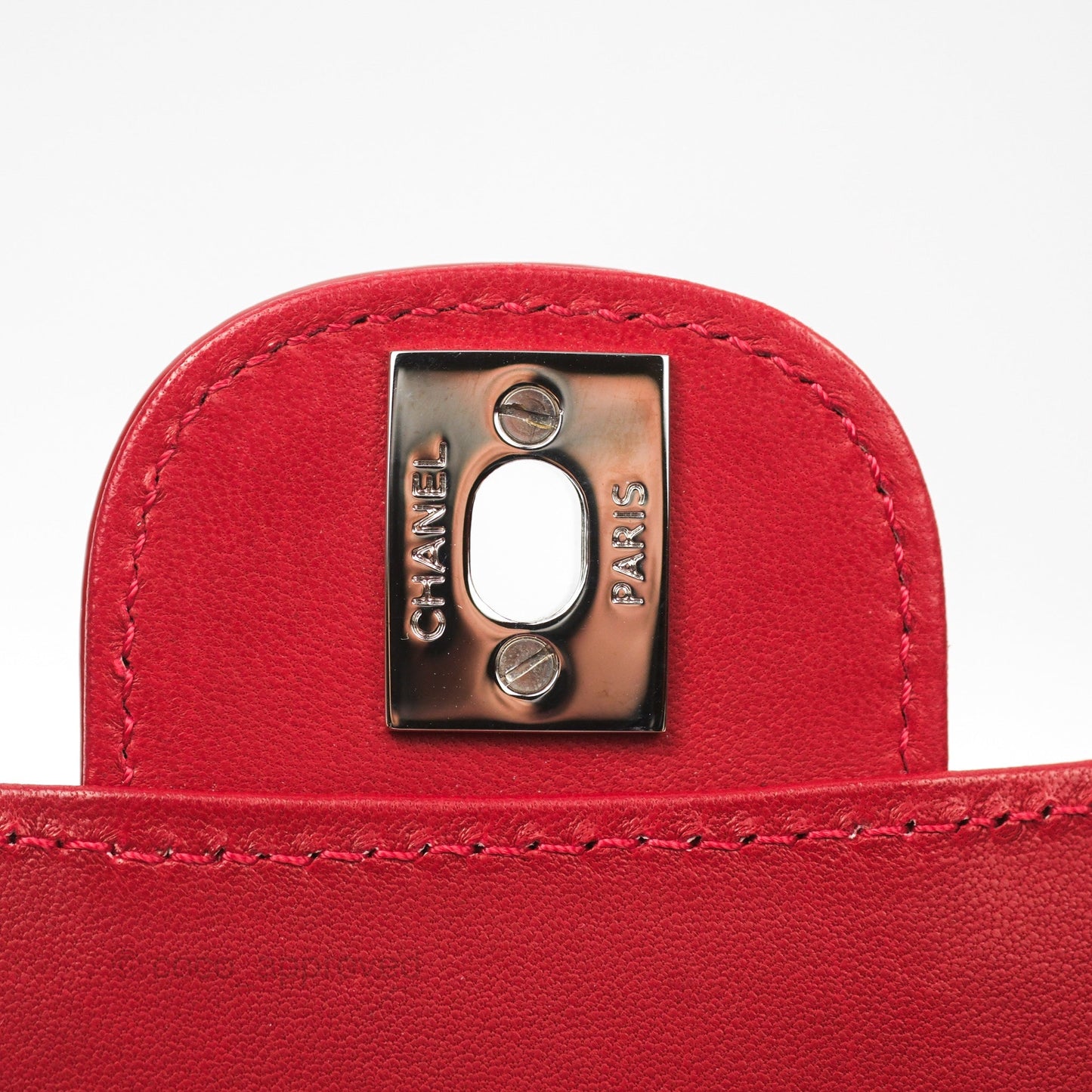 Chanel Brilliant East West Flap Clutch with Chain Red Patent Silver Hardware