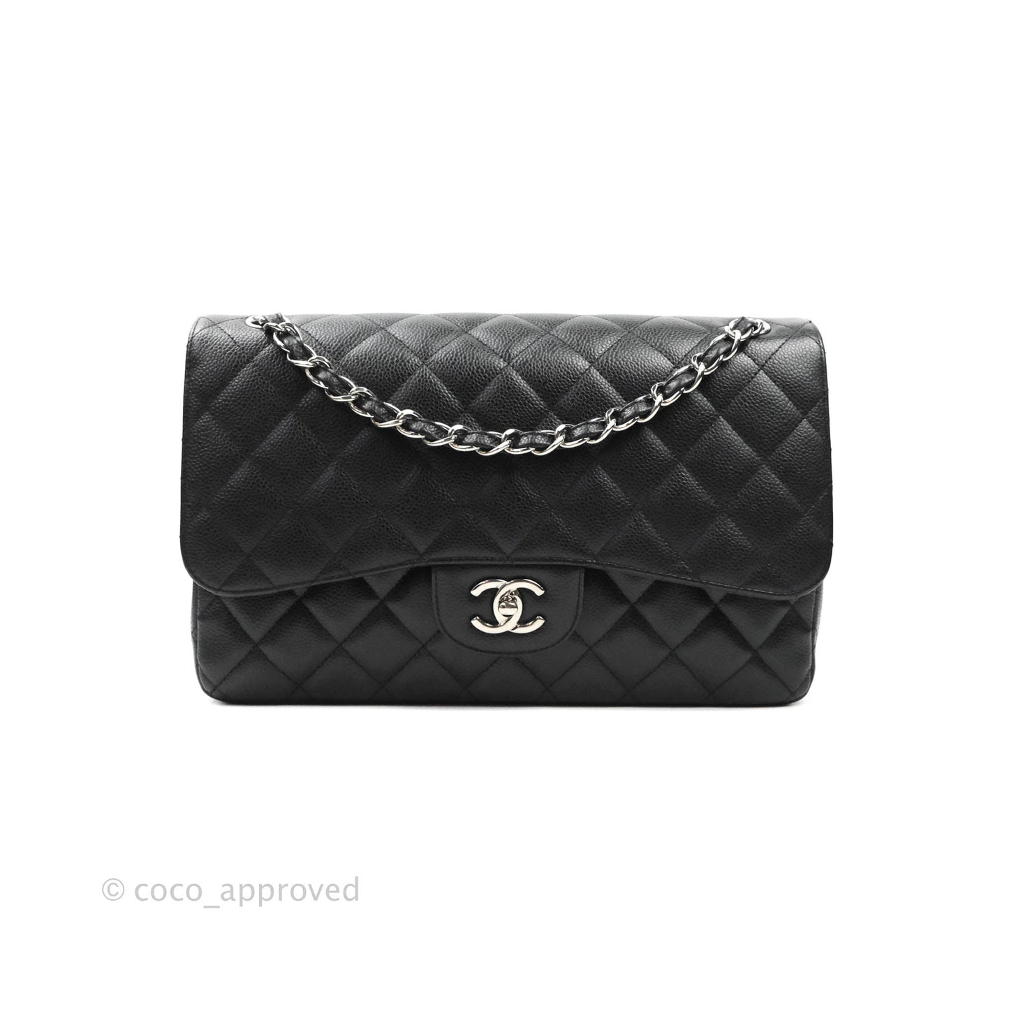 Chanel Jumbo Double Flap Black Caviar Silver Hardware⁣⁣
