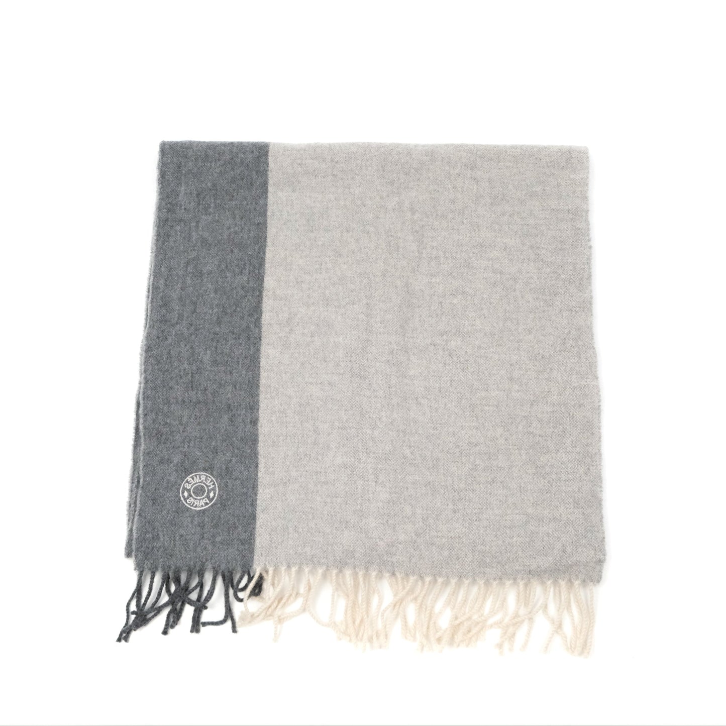 Hermès Men's Summer Block Muffler Scarf Cashmere Gris Chine