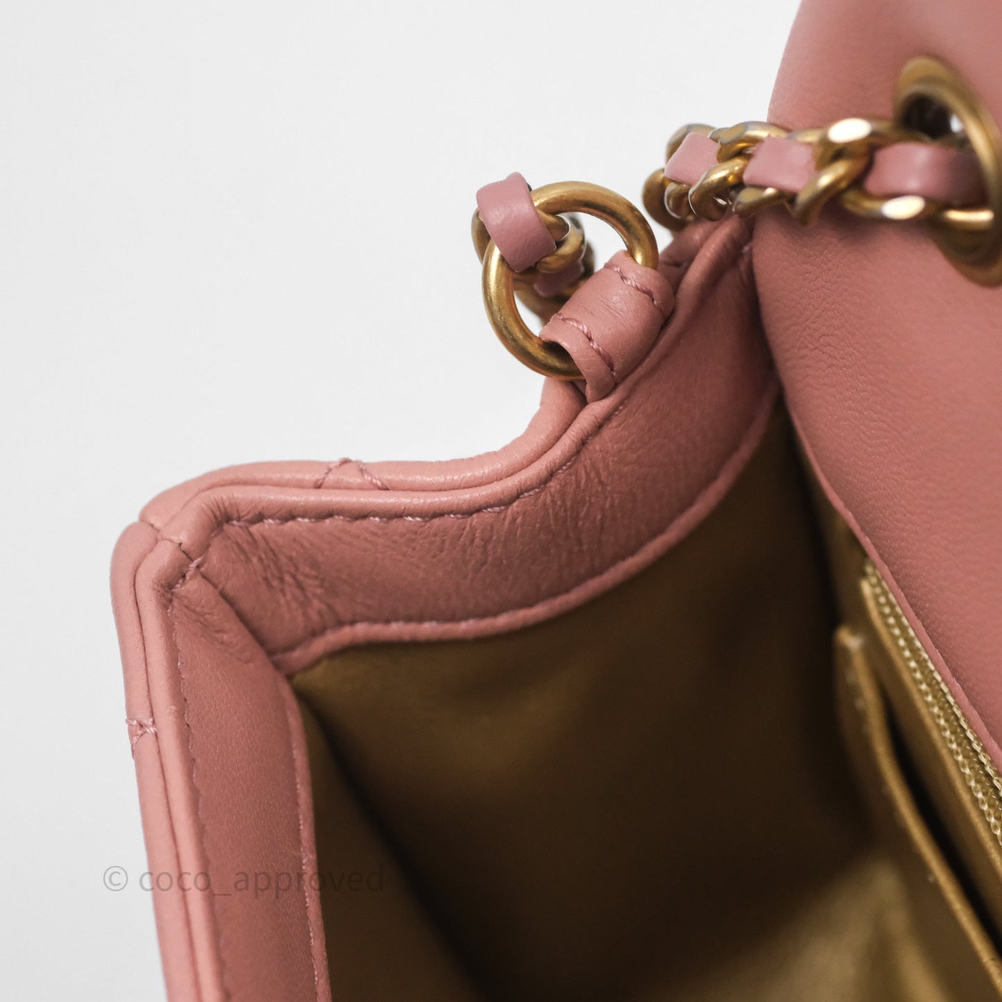 Chanel Mini Rectangular Pearl Crush Dusty Pink Lambskin Aged Gold Hardware