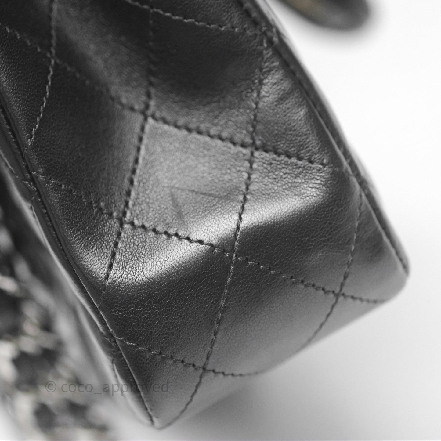 Chanel Classic M/L Medium Flap Quilted Black Lambskin Silver Hardware