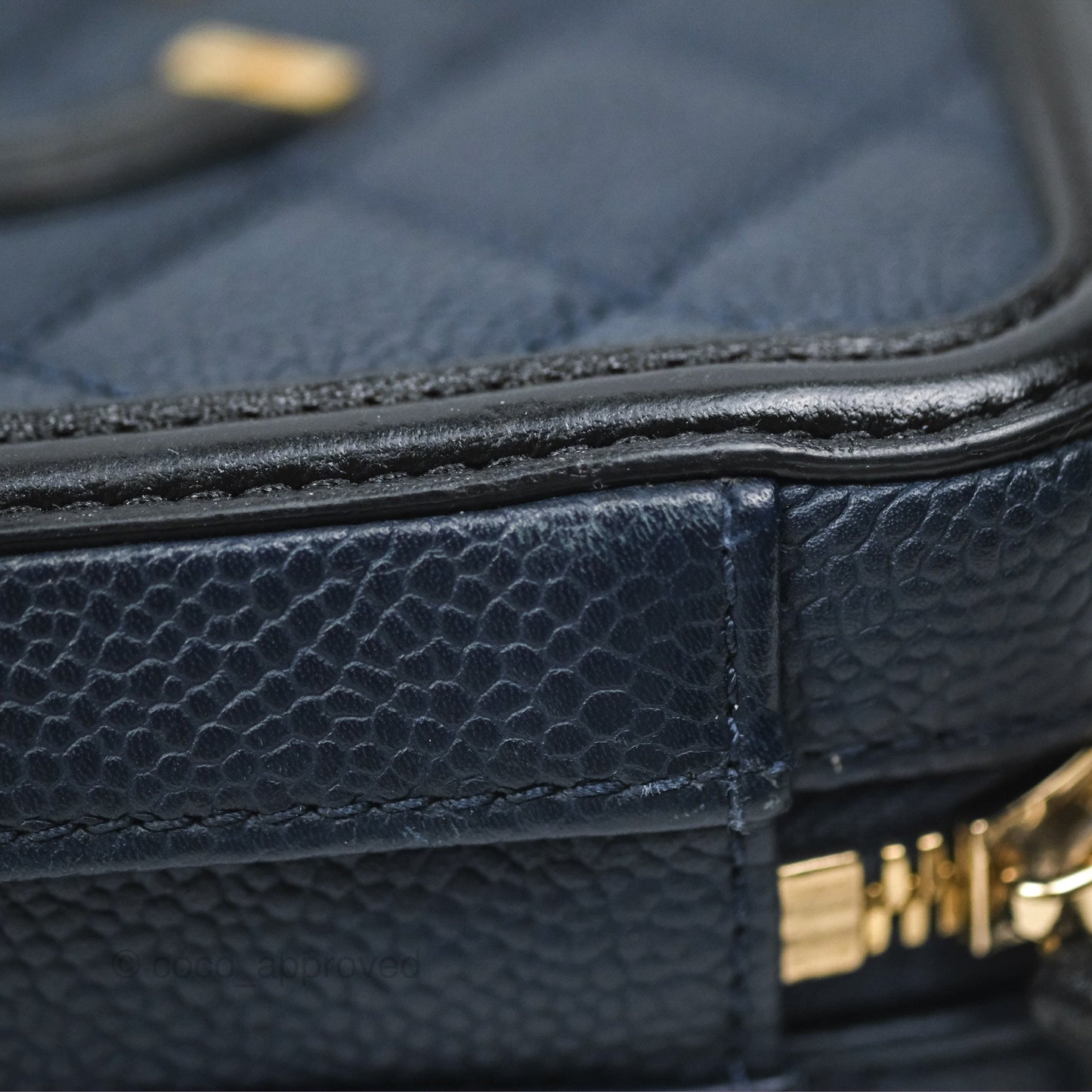 Chanel Quilted Small CC Filigree Vanity Case Navy Black Caviar Gold Hardware