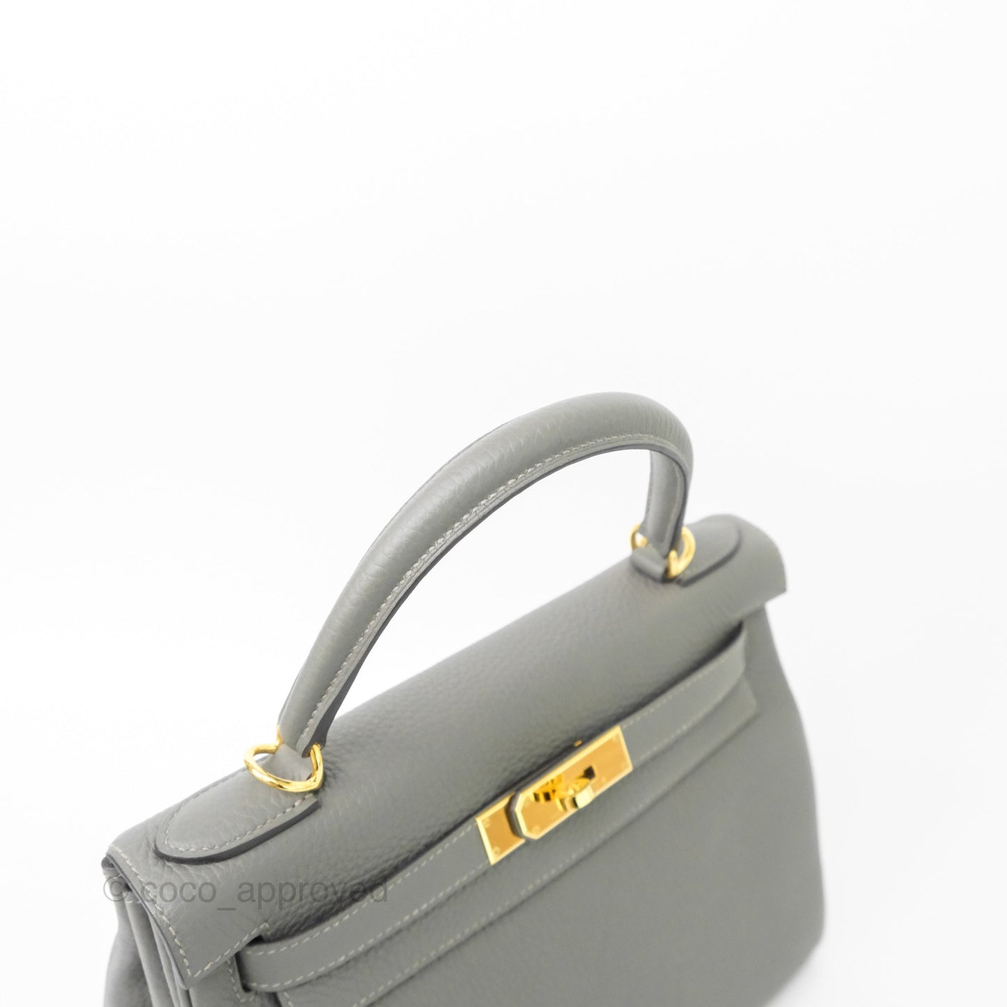 Hermès Kelly 28 Retourne Gris Meyer 0L Clemence Gold Hardware