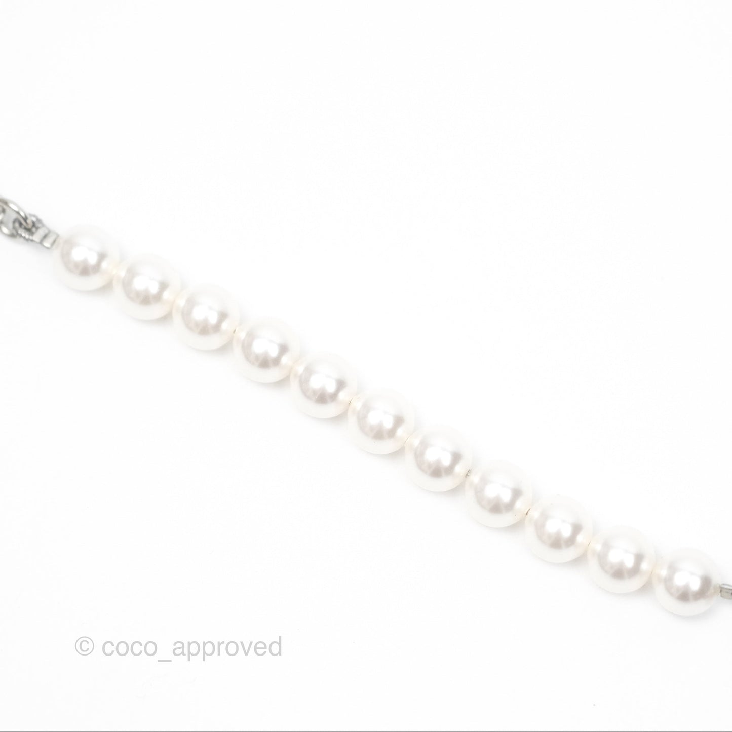 Chanel Crystal Pearl CC Necklace Choker Silver Tone 23S