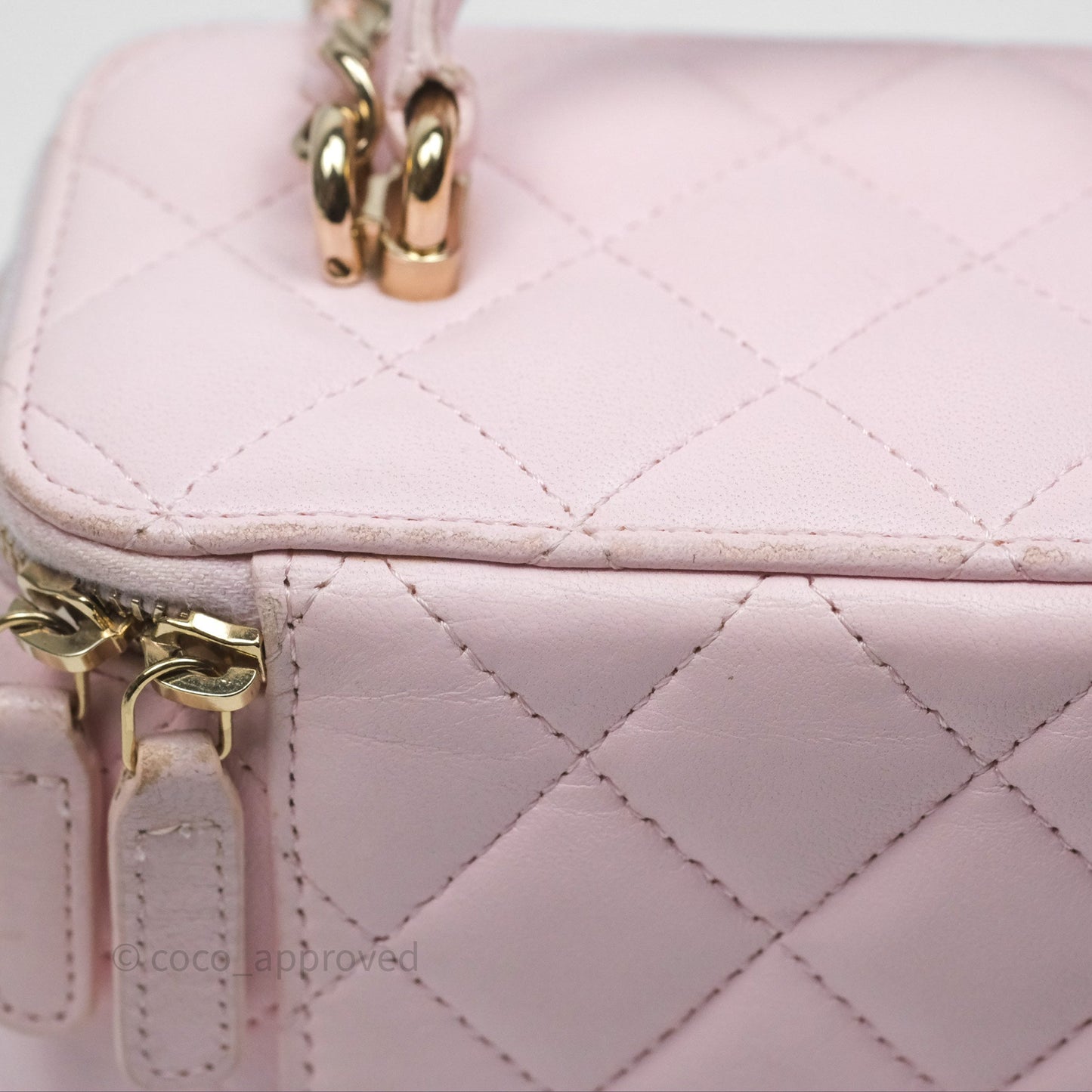 Chanel Vanity Rectangular Top Handle Light Pink Lambskin Gold Hardware