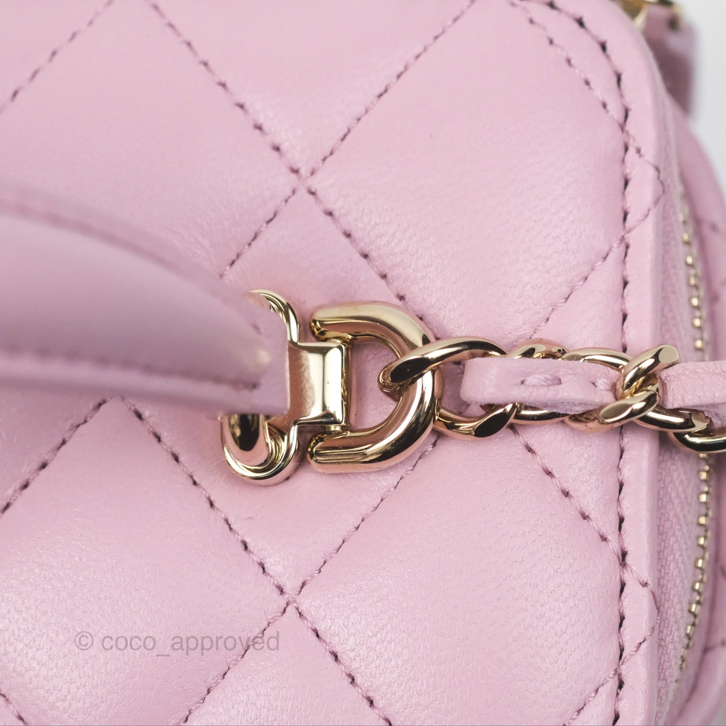 Chanel Vanity Rectangular Top Handle Lilac Pink Lambskin Gold Hardware