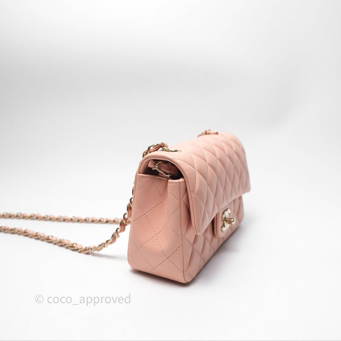 Chanel Quilted Mini Rectangular Flap Pink Lambskin Gold Hardware