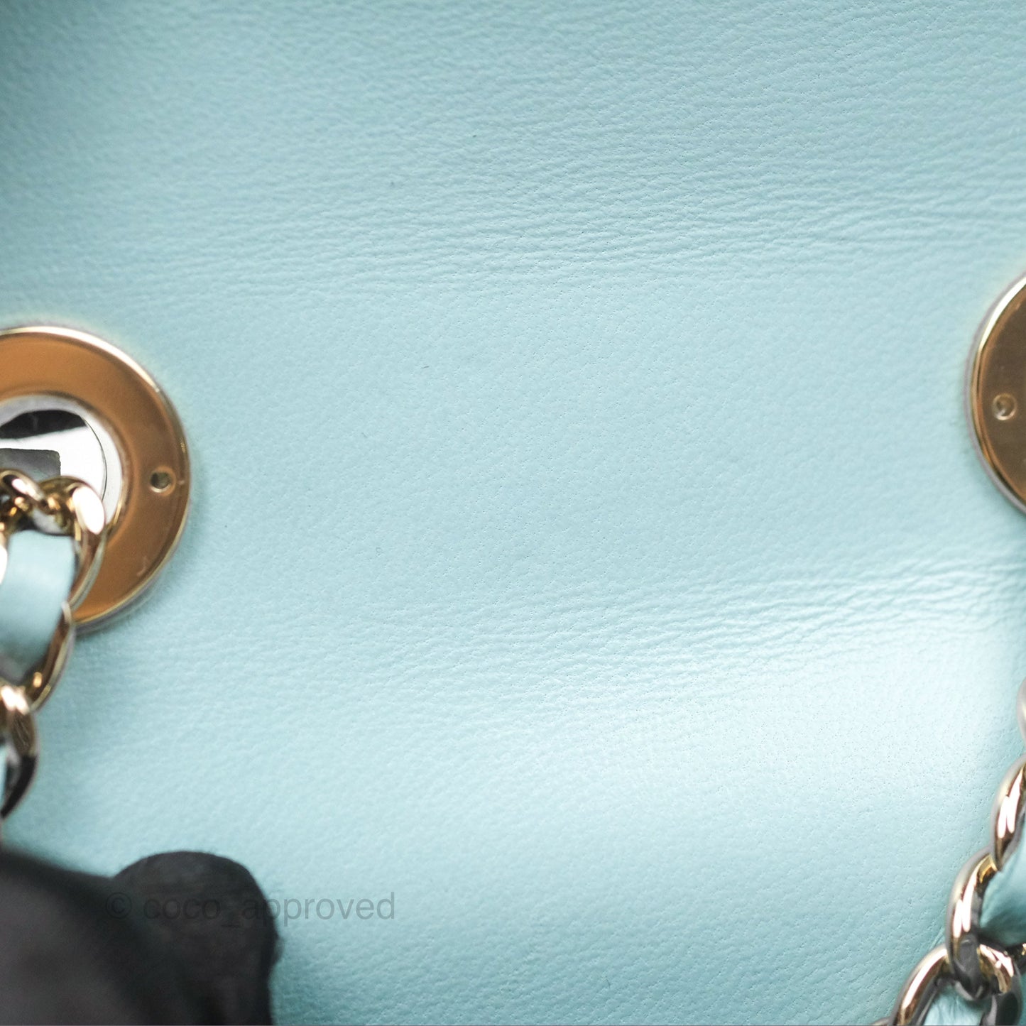 Chanel Mini Quilted Trendy CC Clutch With Chain Tiffany Blue Lambskin Gold Hardware
