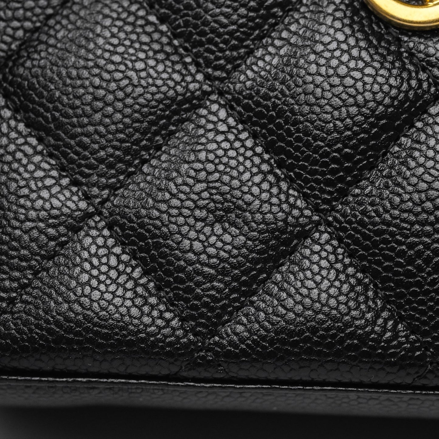Chanel Logo Top Handle Vanity Rectangular Black Caviar Aged Gold Hardware