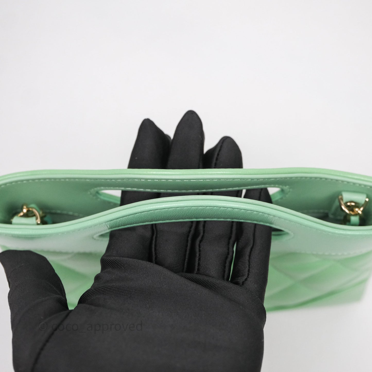 Chanel Nano 31 Green Shiny Lambskin Gold Hardware