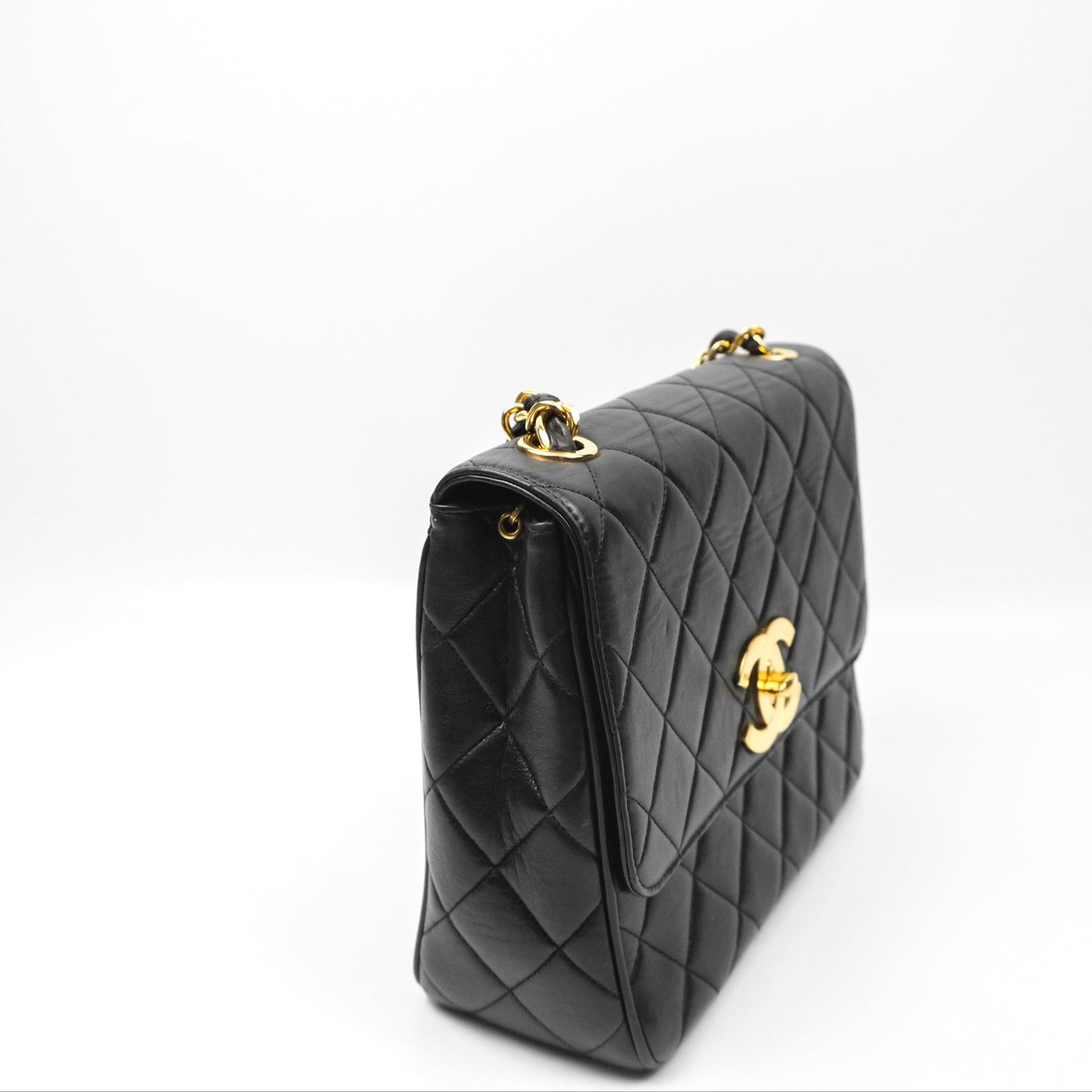 Chanel Vintage Flap Bag Black Lambskin 24K Gold Hardware