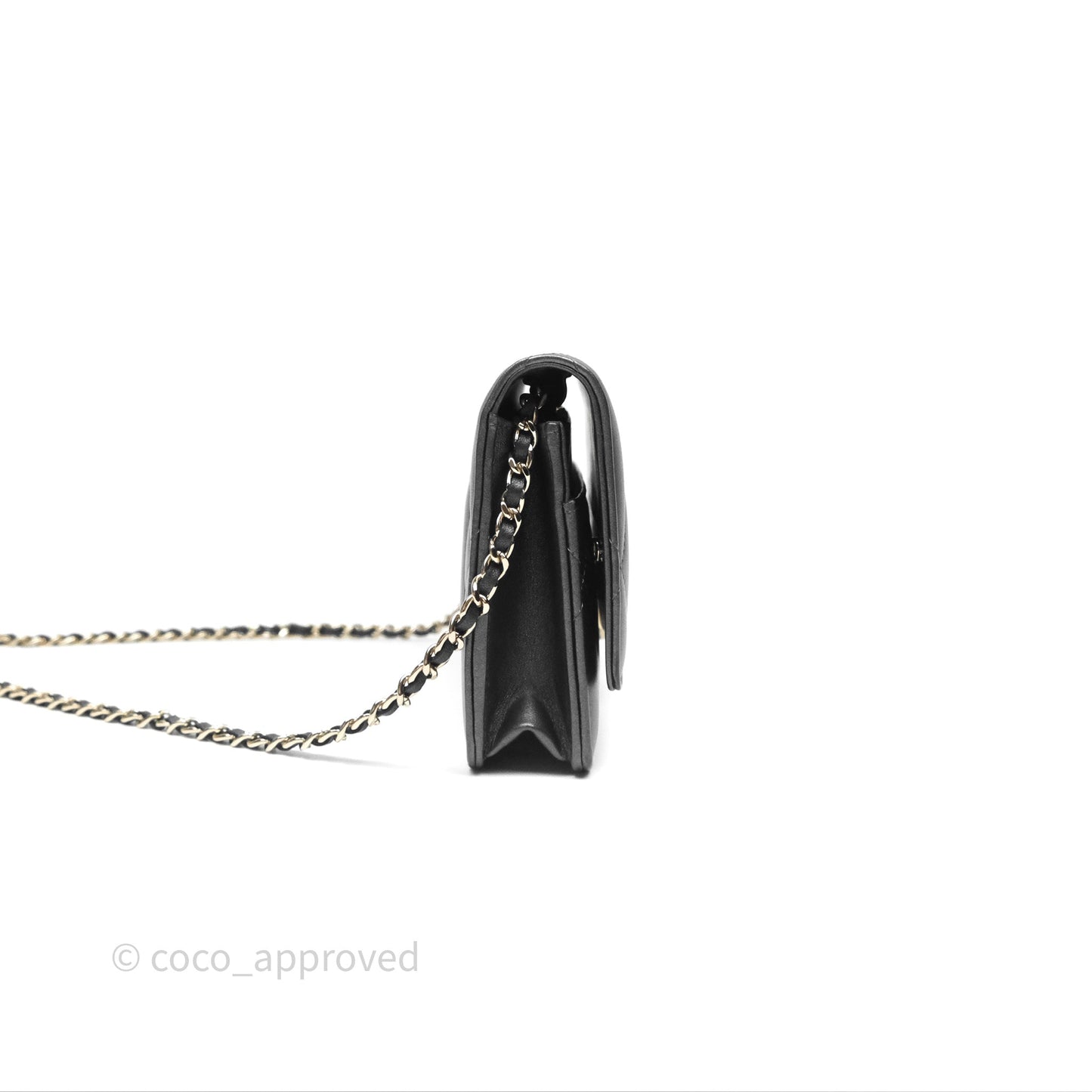 Chanel Wallet On Chain WOC Iridescent Dark Grey Lambskin Gold Hardware
