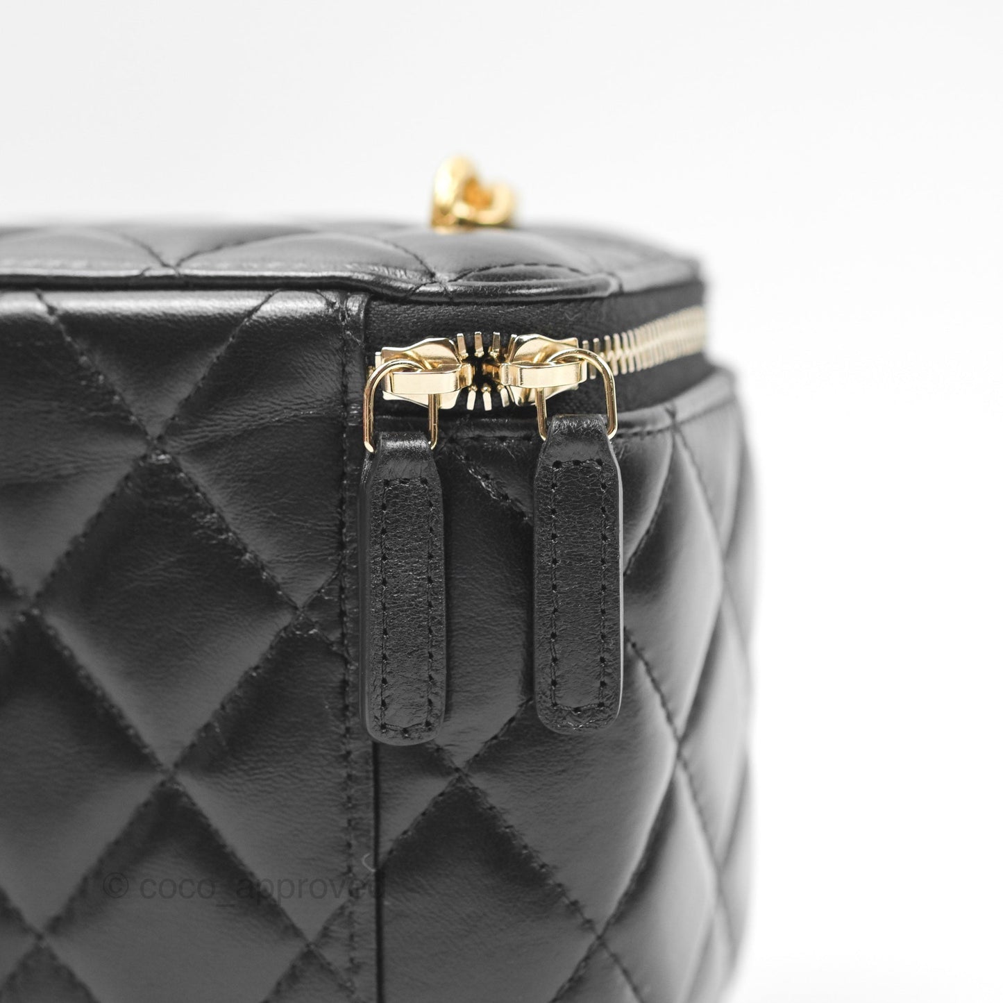 Chanel Vanity with Adjustable Chain Black Lambskin Aged Gold Hardware