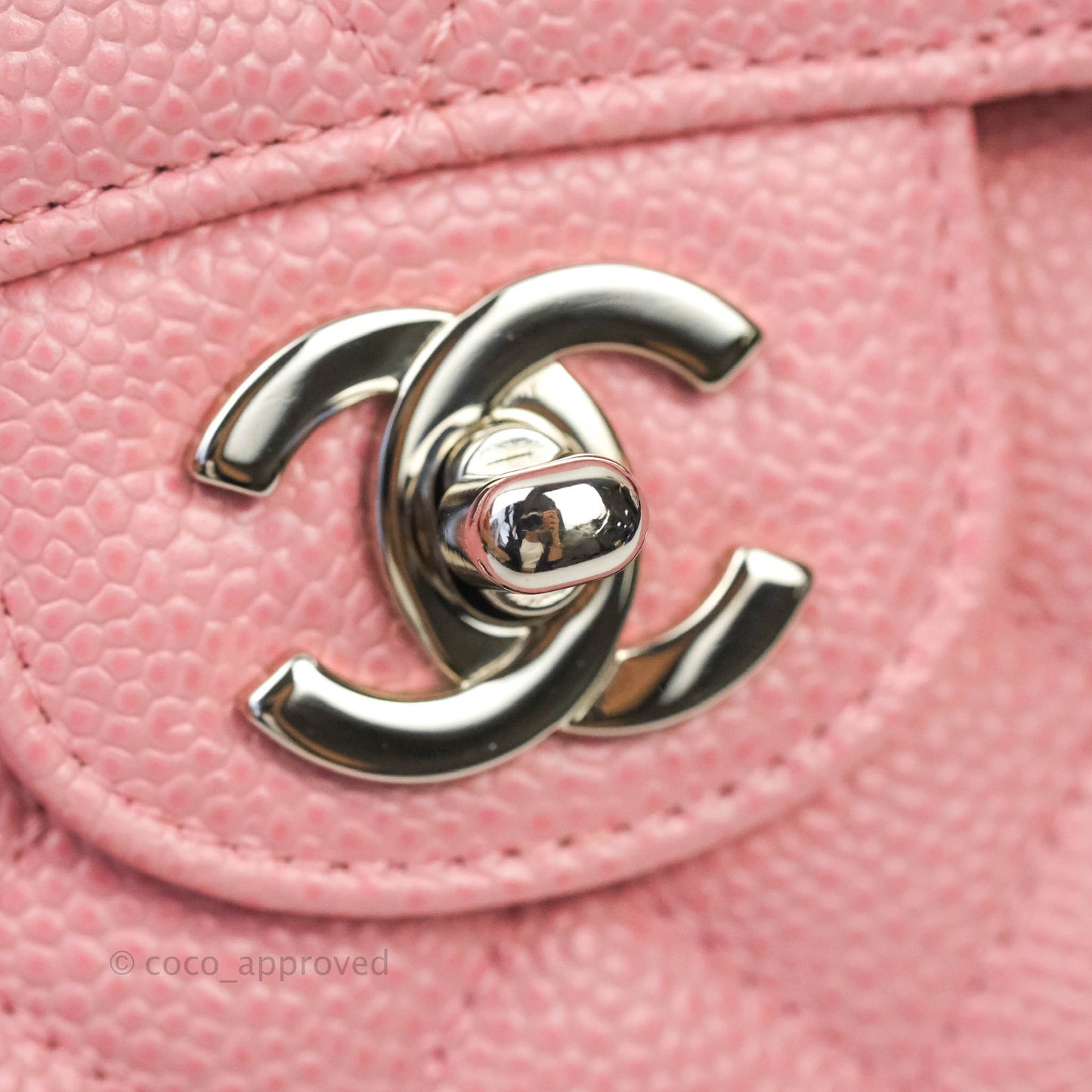 Chanel Quilted M/L Medium Double Flap Pink Caviar Silver Hardware
