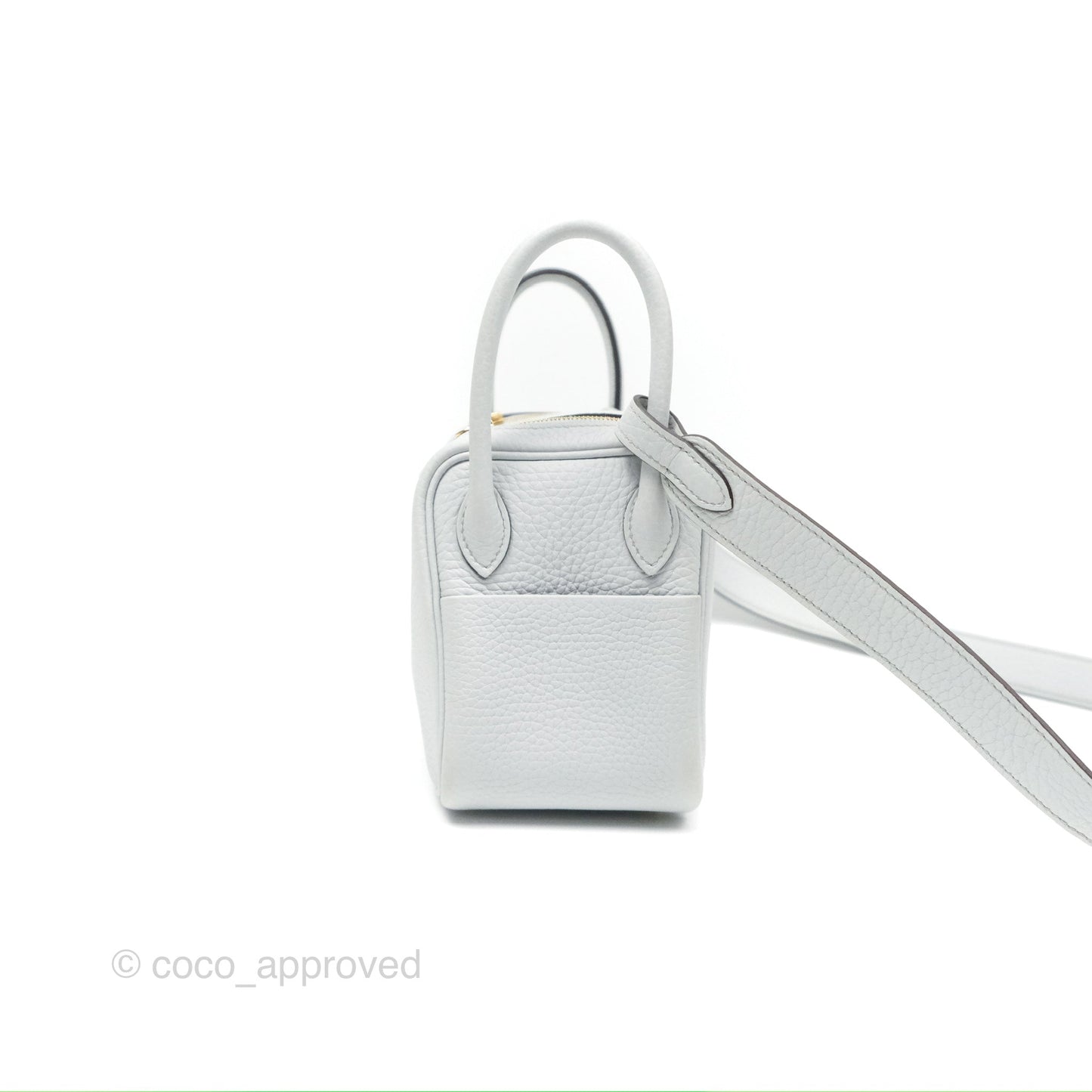 Hermès Mini Lindy 20 Bleu Pale Clemence Gold Hardware