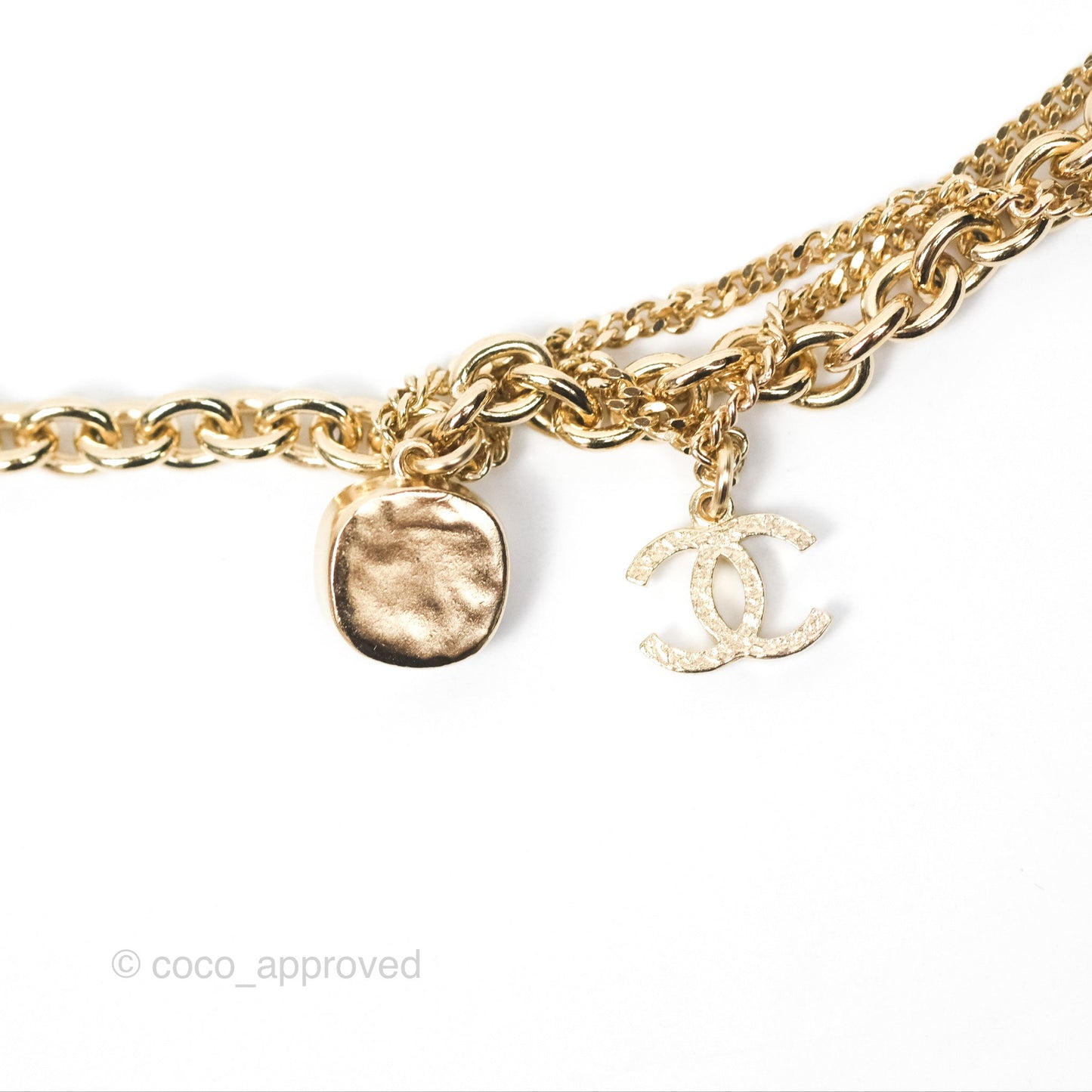 Chanel Charms CC Necklace Gold Tone 21K