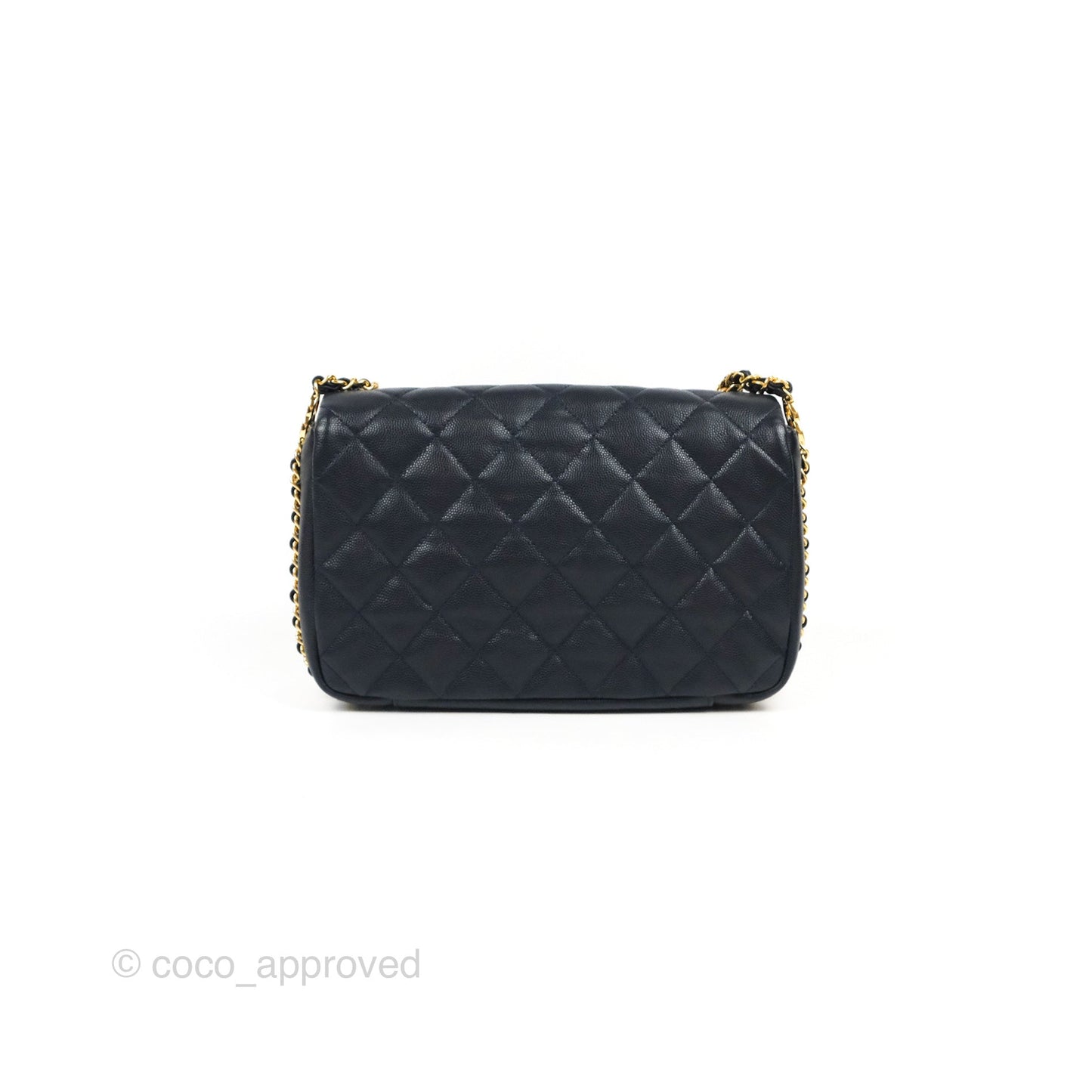 Chanel Quilted CC You Flap Navy Blue Caviar Gold Hardware 23C