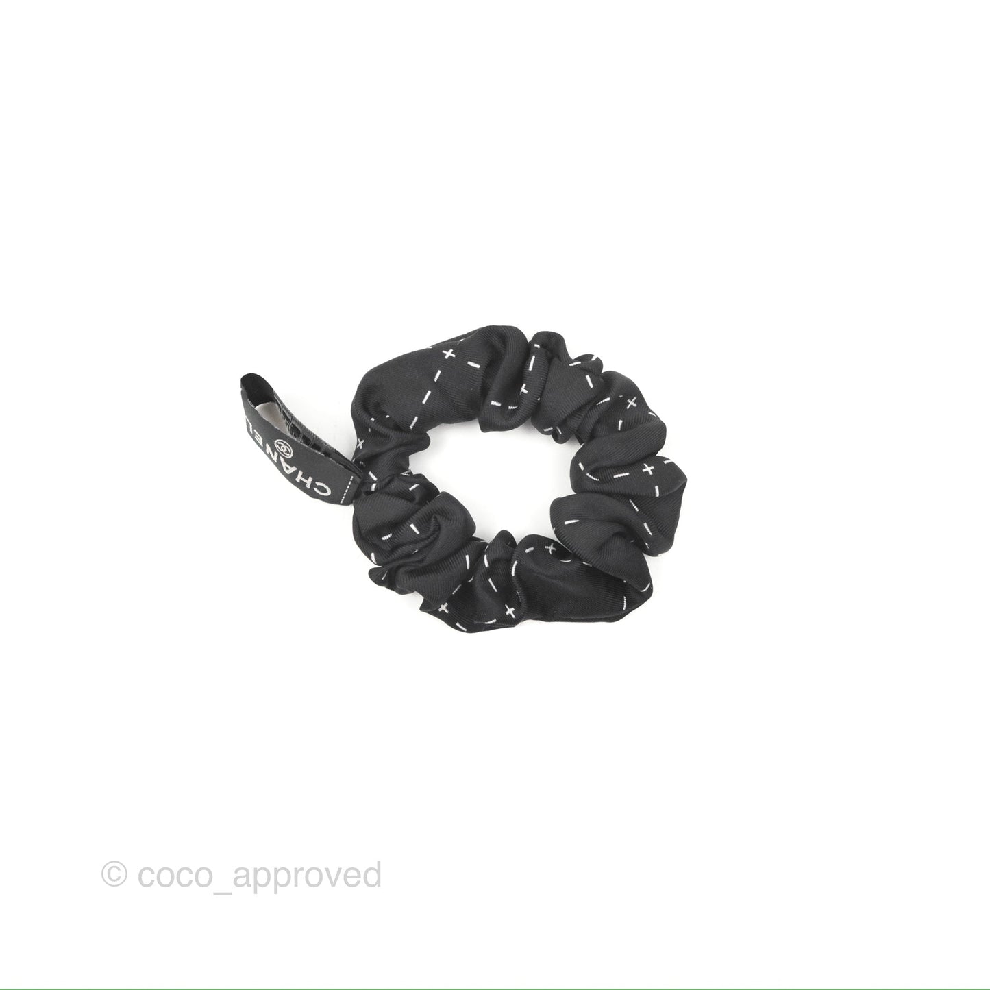 Chanel Logo Quilted Printed Silk Hair Accessory Black