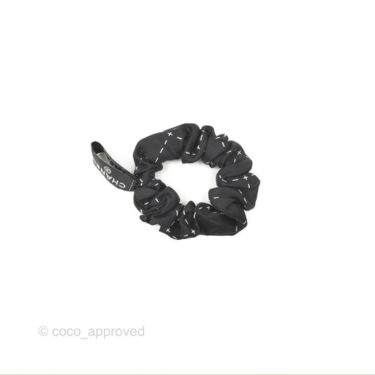 Chanel Logo Quilted Printed Silk Hair Accessory Black