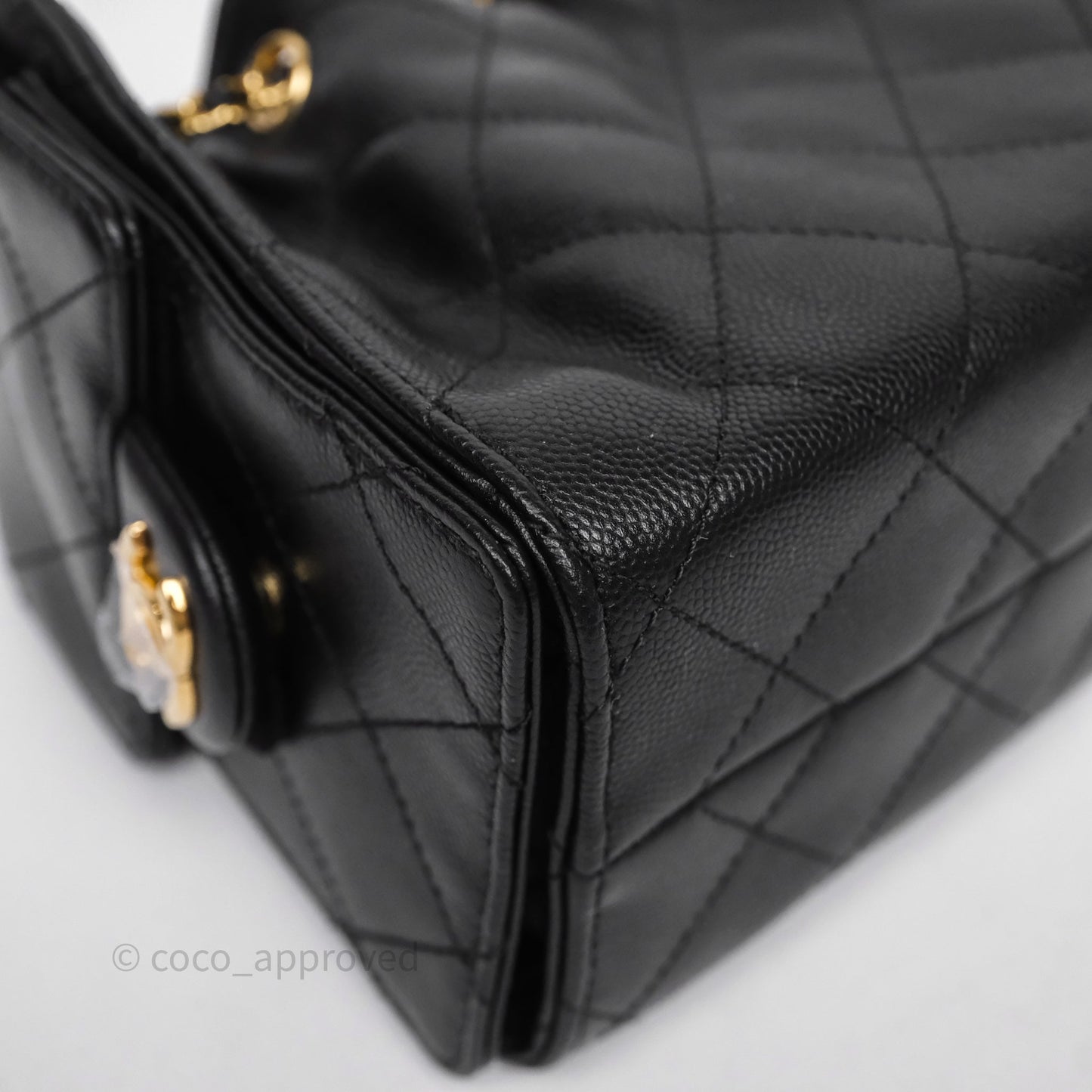 Chanel 25 Mini Bag Black Caviar Gold Hardware