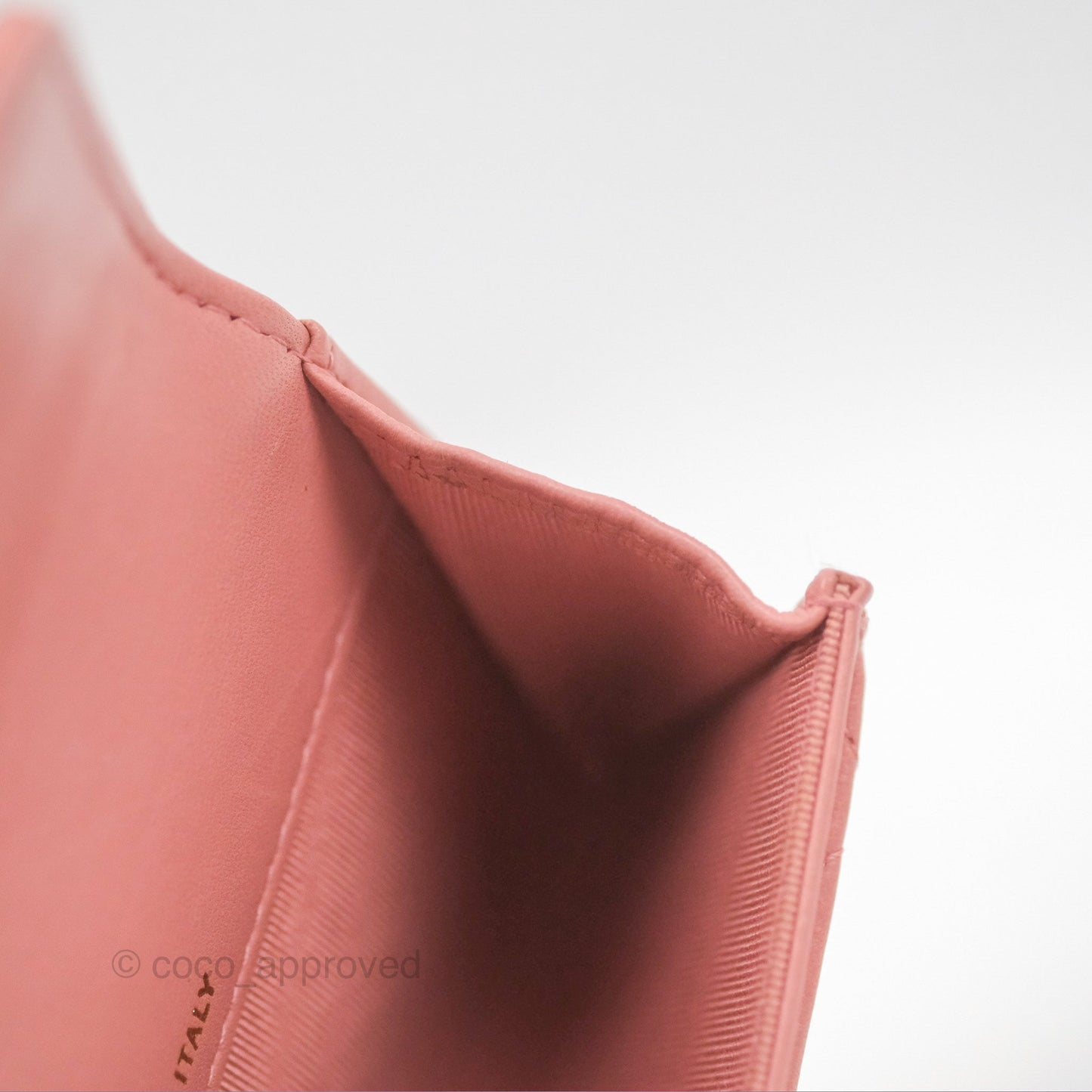 Chanel Quilted Flap Card Holder Pink Lambskin Gold Hardware