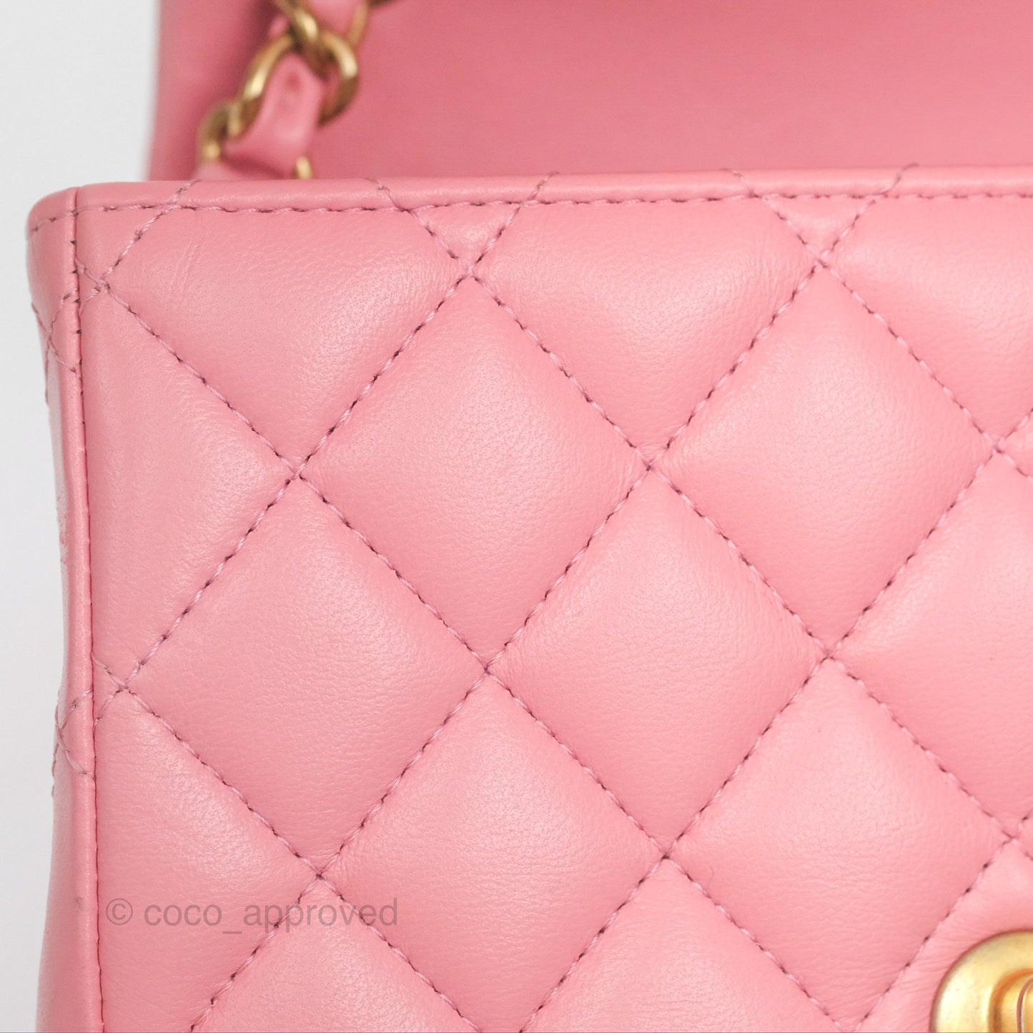 Chanel Mini Square Pink Lambskin Aged Gold Hardware
