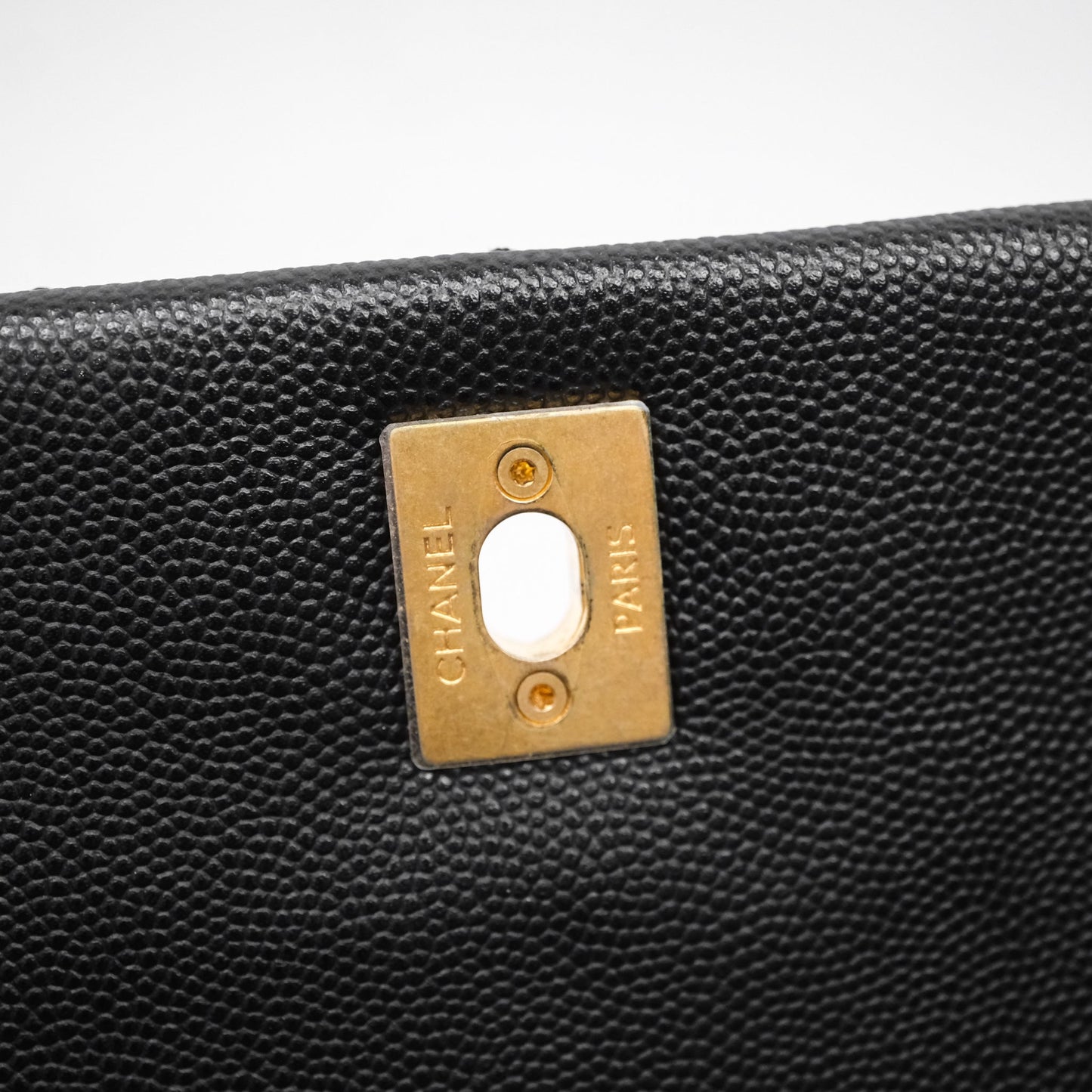 Chanel Small Quilted Coco Handle Black Caviar Aged Gold Hardware