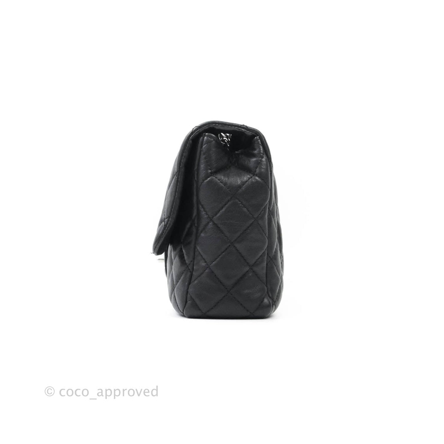 Chanel Quilted Calfskin Black Flap Bag Silver Hardware