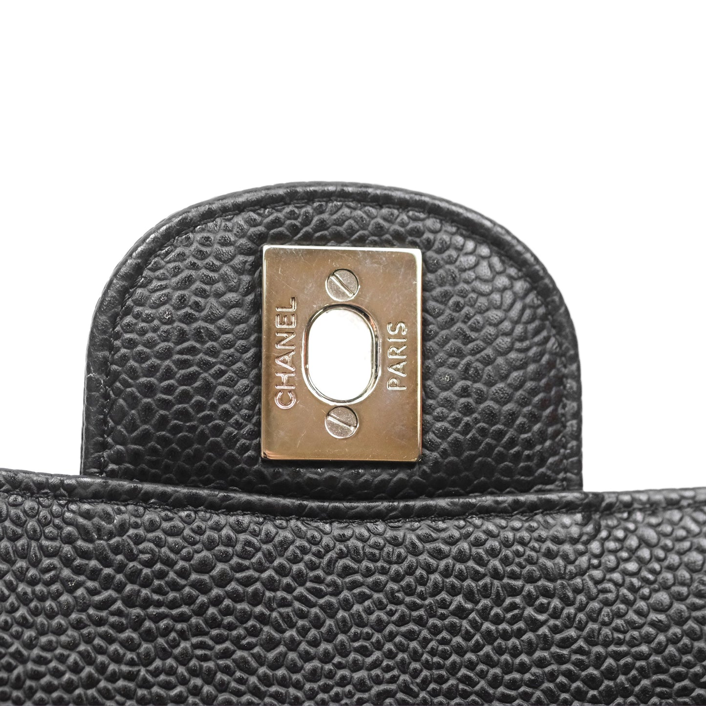 Chanel Classic M/L Medium Flap Quilted Black Caviar Silver Hardware