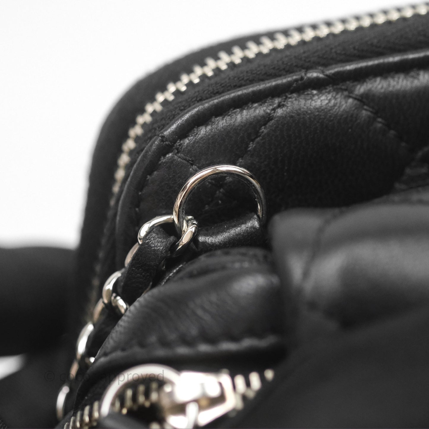 Chanel Mini Quilted Double Pouch Bag Lambskin Sliver Hardware