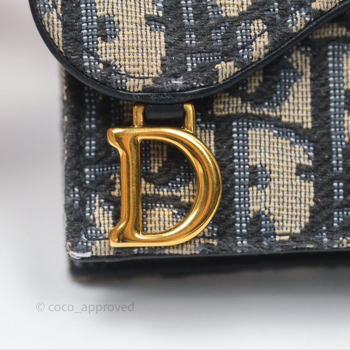 Christian Dior Saddle Flap Card Holder Blue Dior Oblique Jacquard