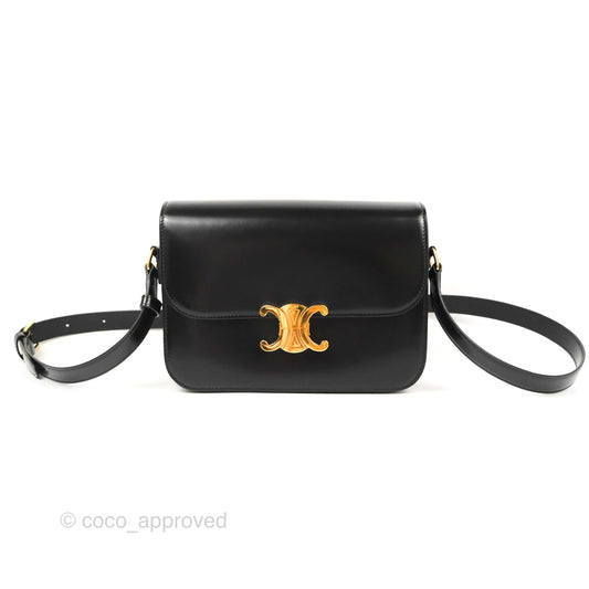 Celine Medium Triomphe Black Shiny Calfskin