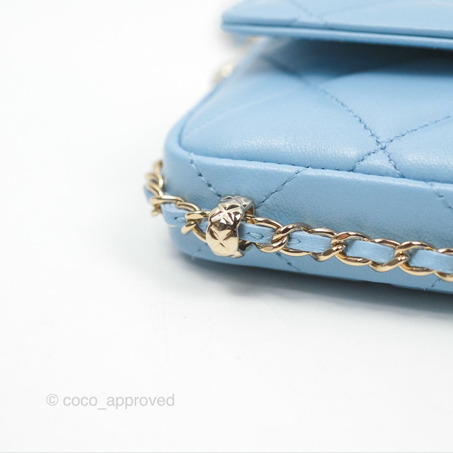 Chanel Mini Clutch With Chain Blue Lambskin Gold Hardware