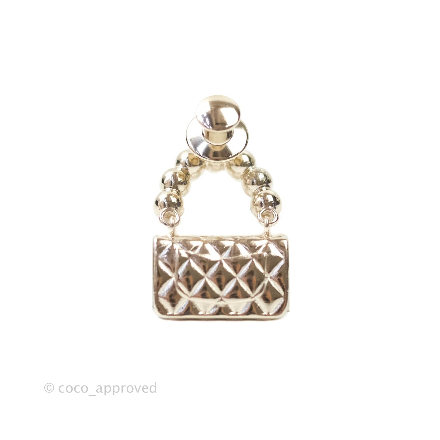 Chanel Flap Bag Pearl Brooch Gold Tone 21S