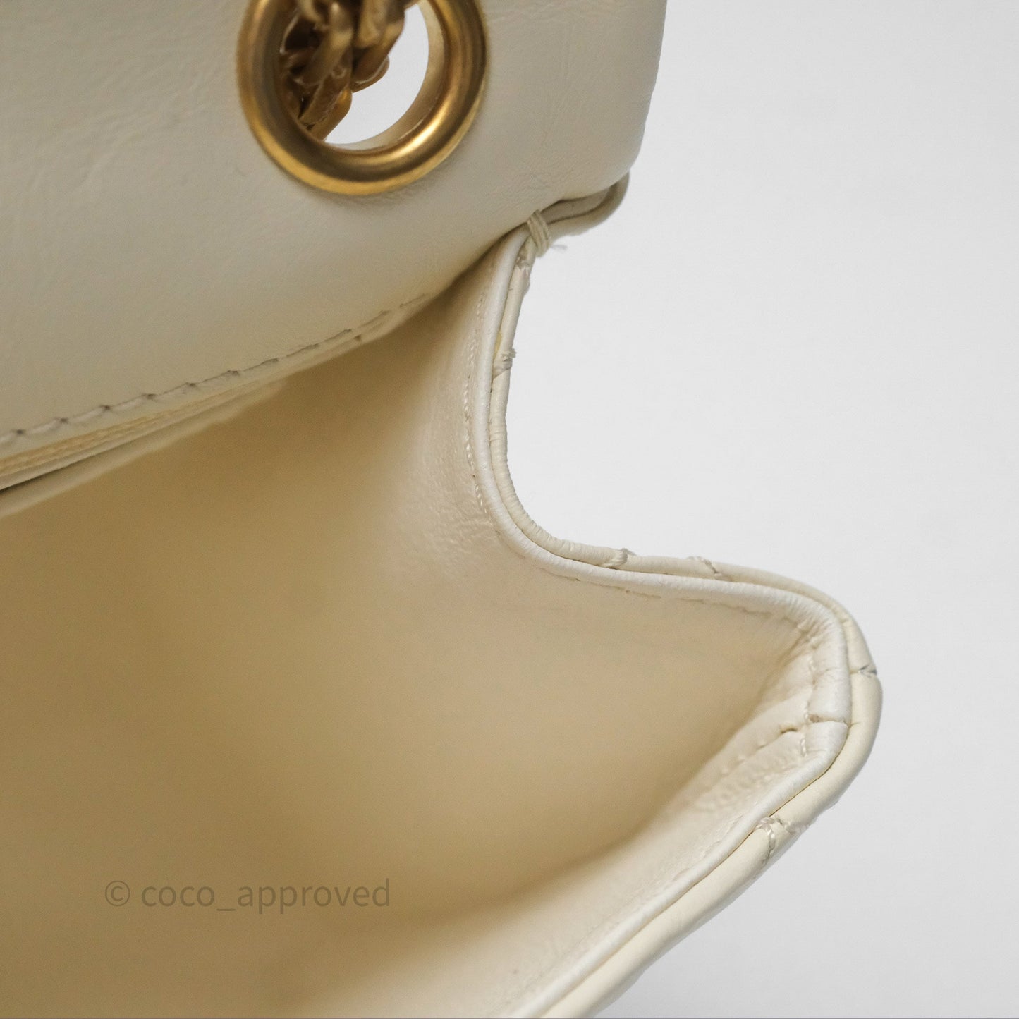Chanel Mini Reissue 224 White Ivory Aged Calfskin Aged Gold Hardware