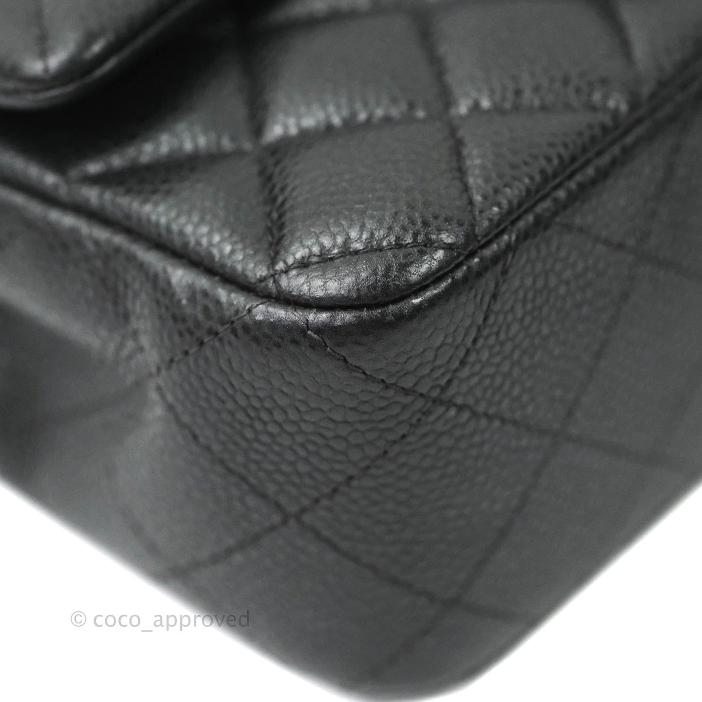 Chanel Classic Quilted Mini Rectangular Flap Pearly Grey Caviar Gold Hardware