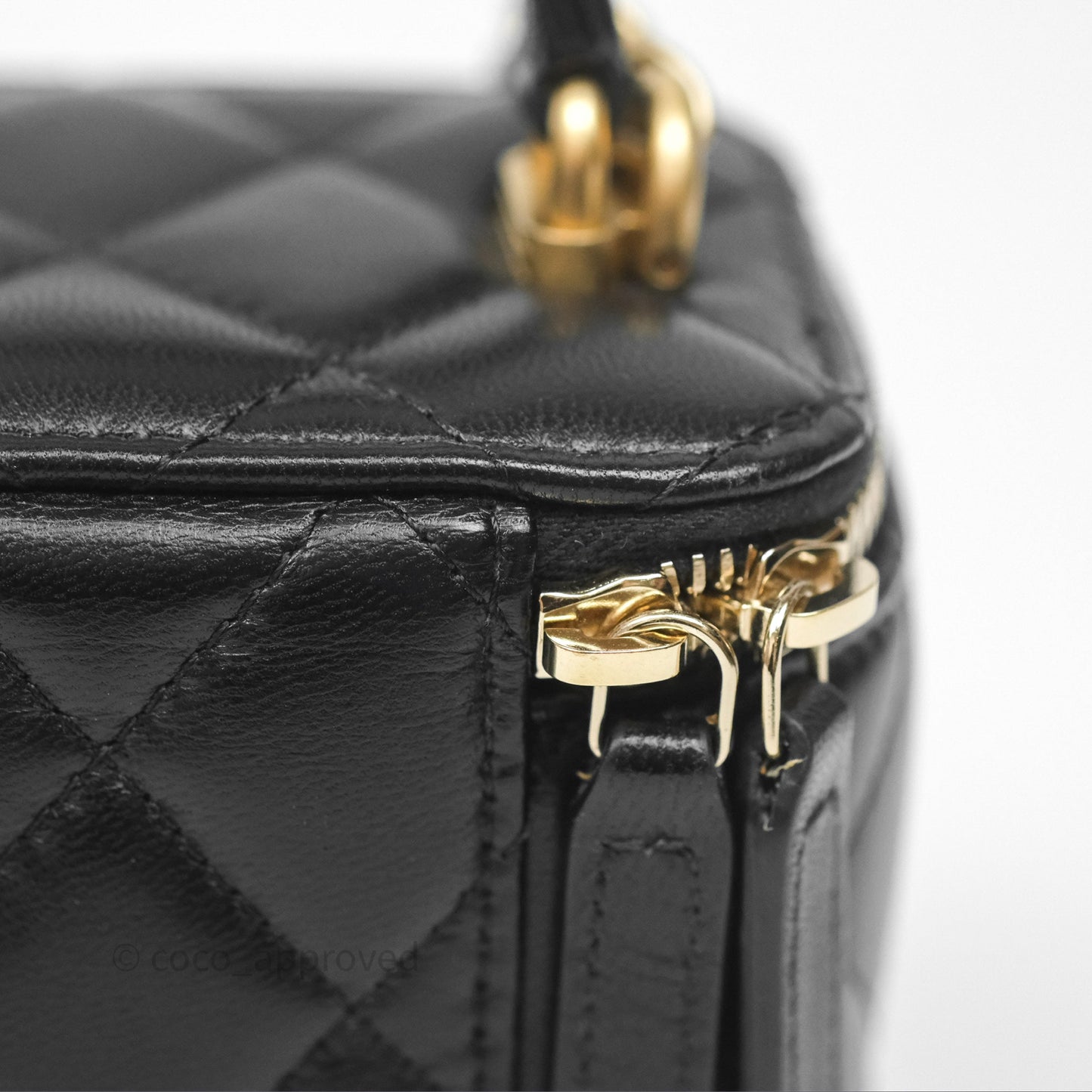 Chanel Mini Top Handle Vanity With Chain Black Lambskin Gold Hardware