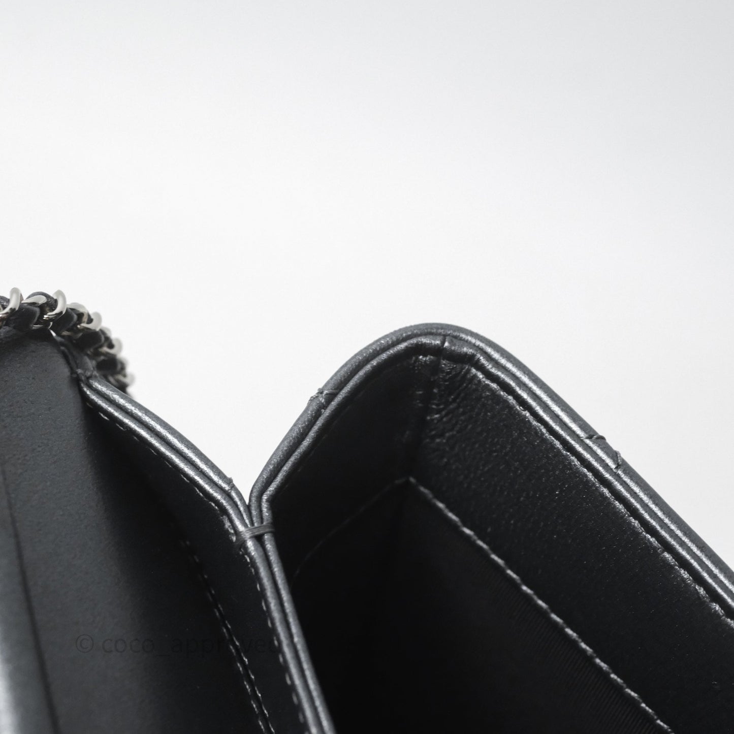 Chanel Clutch with Chain Metallic Dark Grey Silver Hardware
